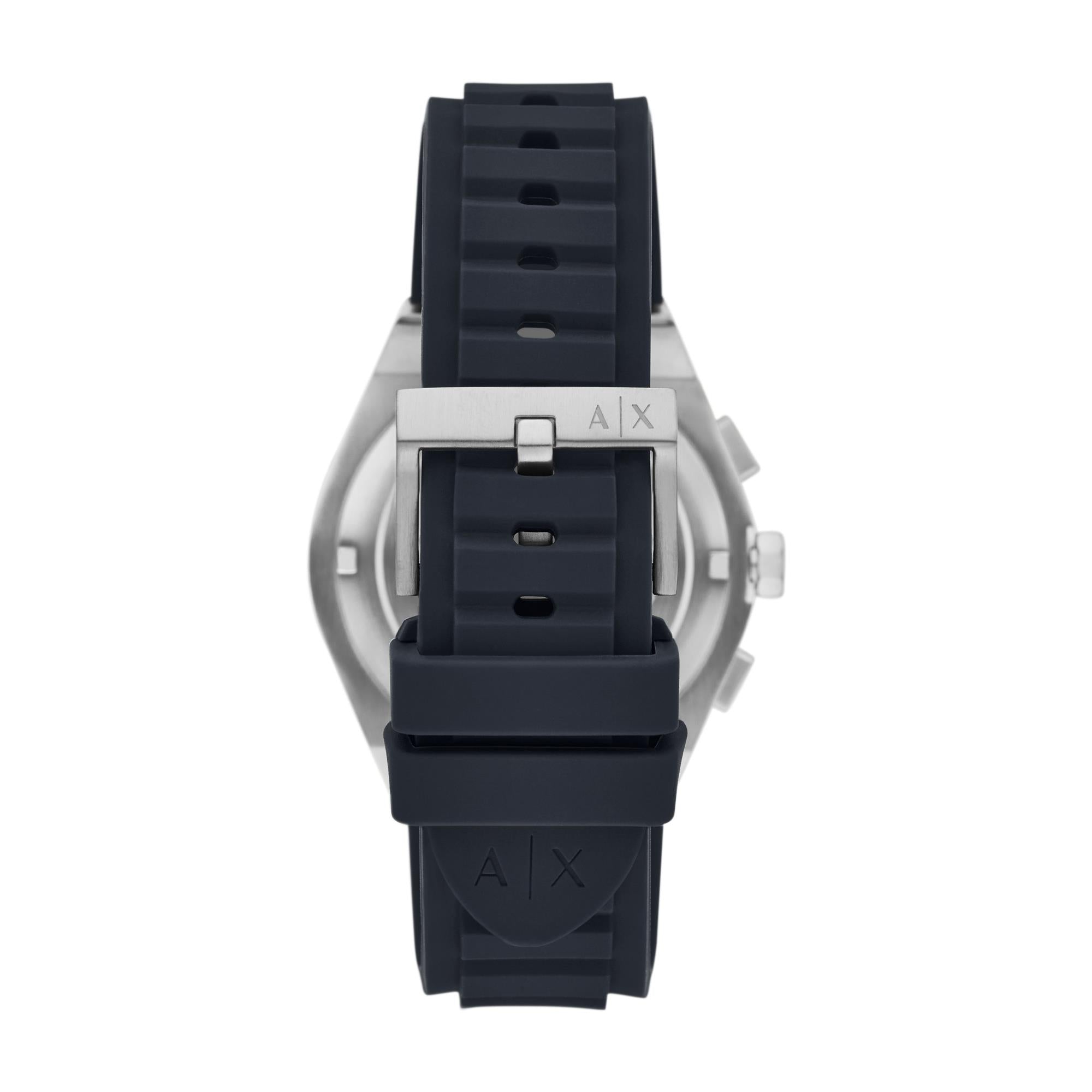 Armani Exchange Rafael Chronograph Blue Dial Silicone Strap Men's Watch AX4185
