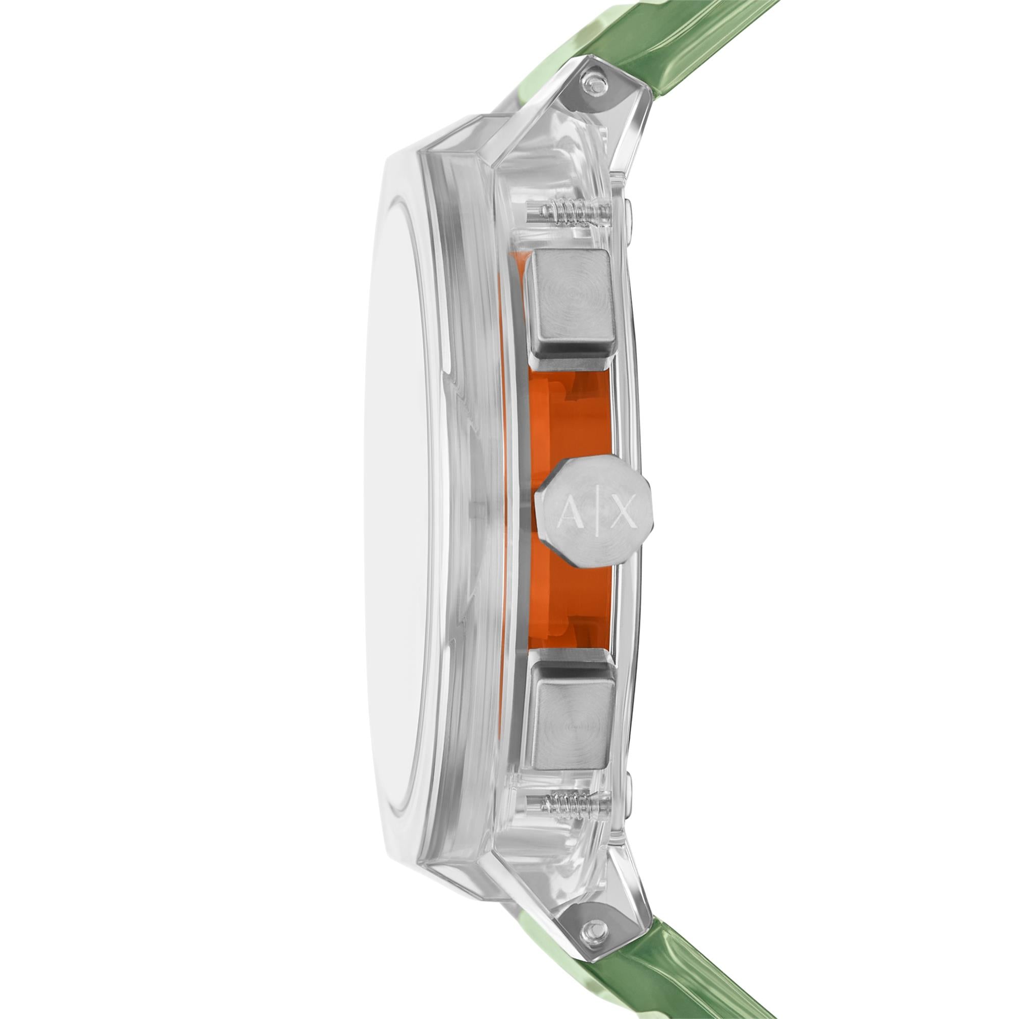 Armani Exchange Rafael Chronograph Quartz Green Dial Thermoplastic Polyurethane Strap Men's Watch AX4165