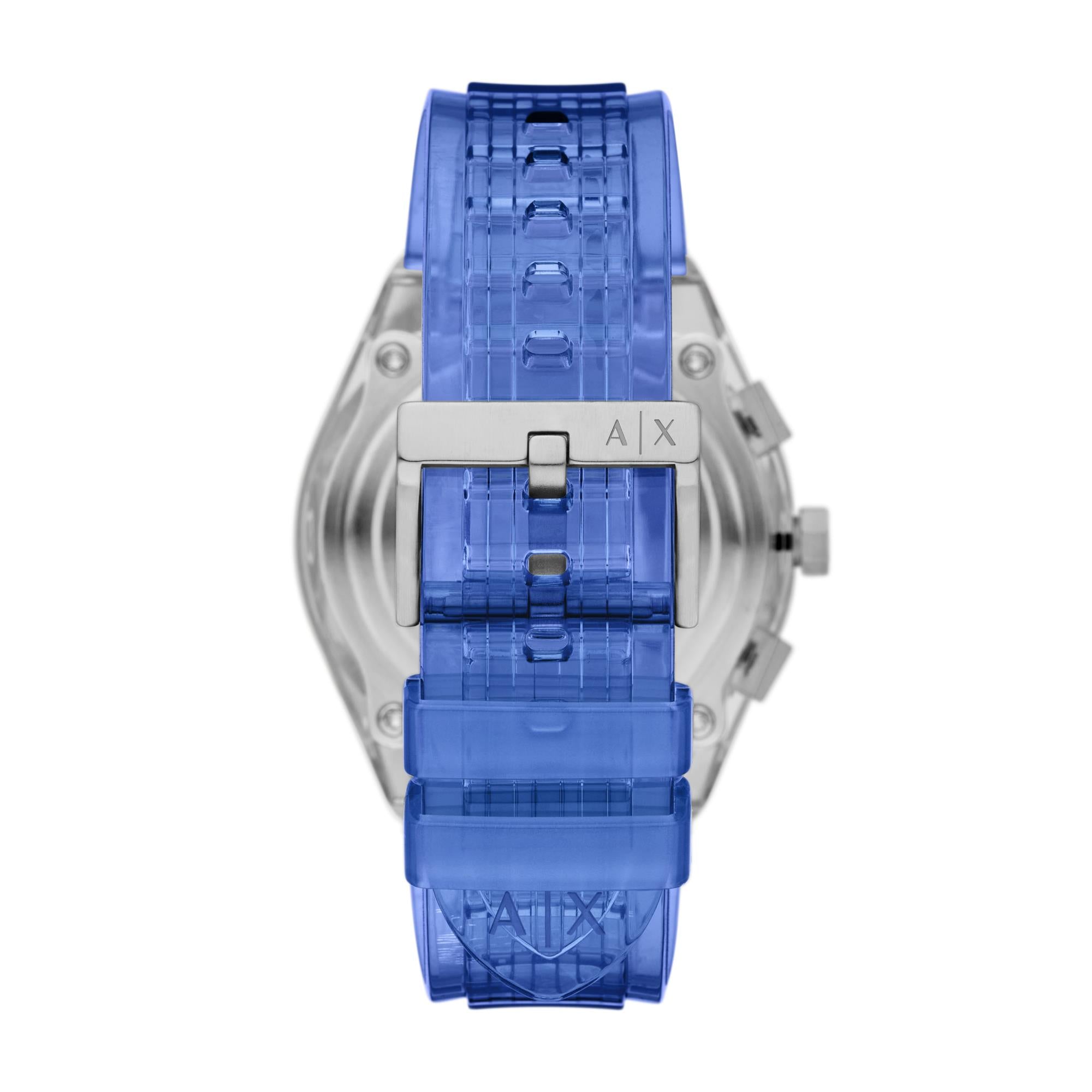 Armani Exchange Rafael Chronograph Blue Dial Thermoplastic Polyurethane Strap Men's Watch AX4166