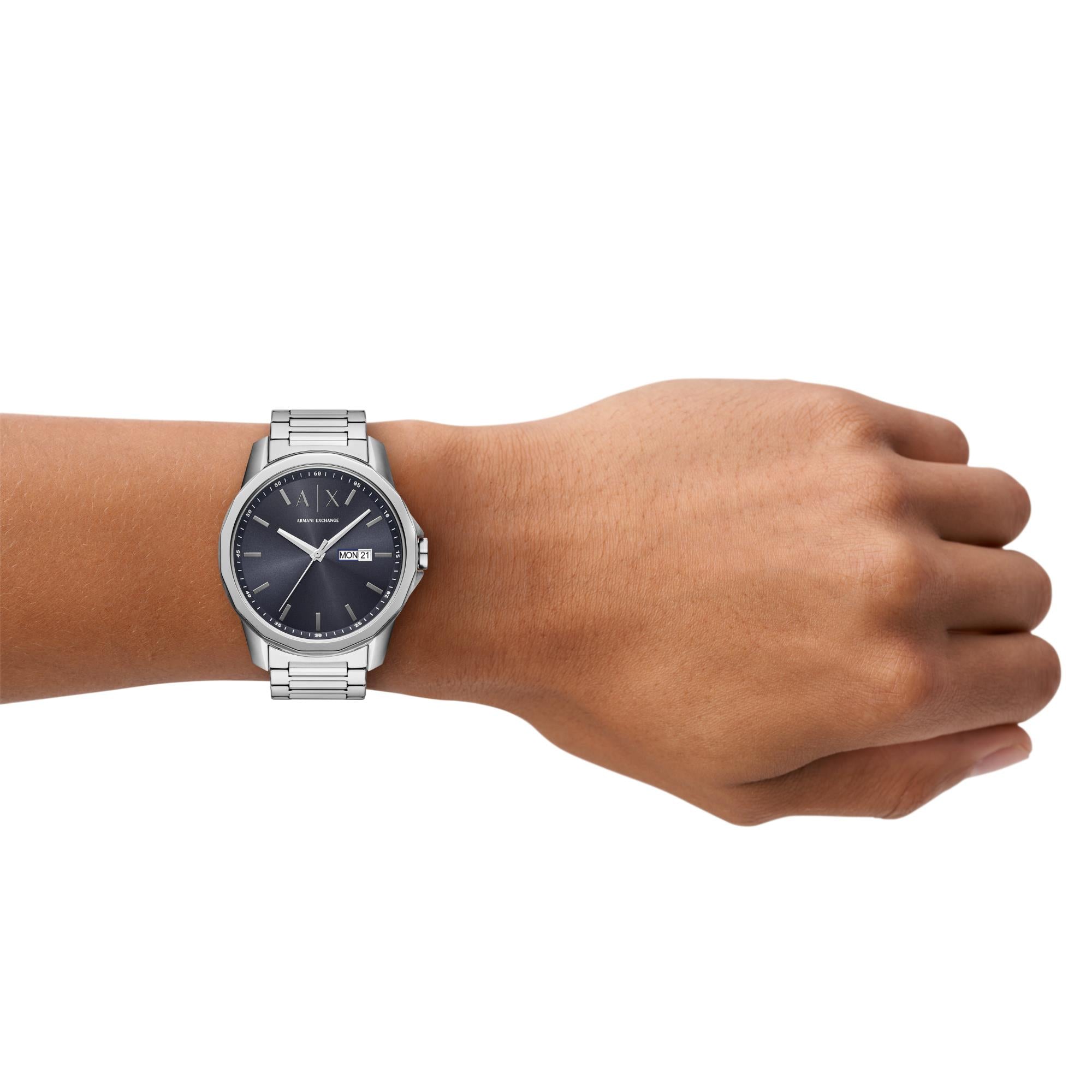 Armani Exchange Banks Quartz Blue Dial Stainless Steel Strap Men's Watch AX1767