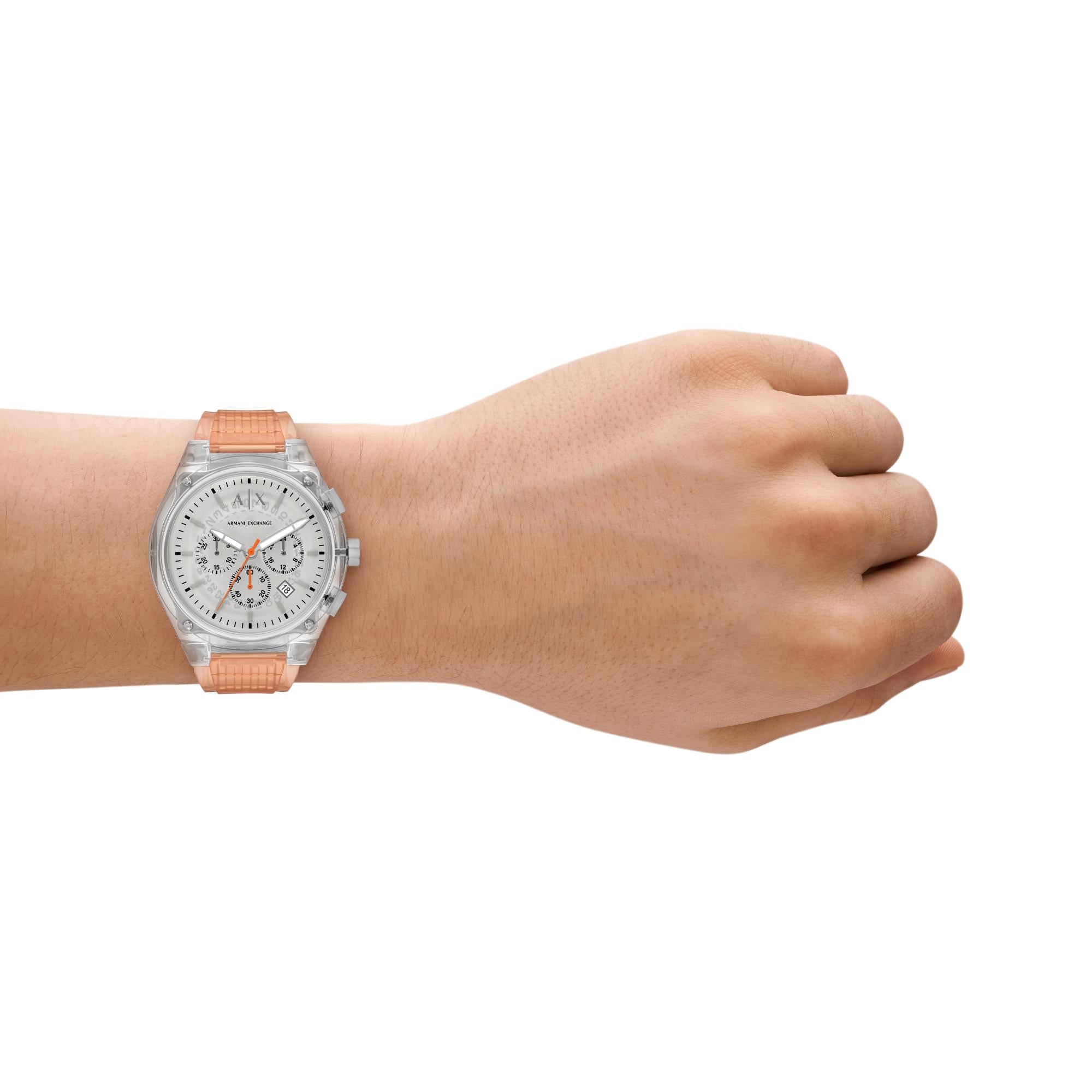 Armani Exchange Rafael Chronograph Grey Dial Thermoplastic Polyurethane Strap Men's Watch AX4164