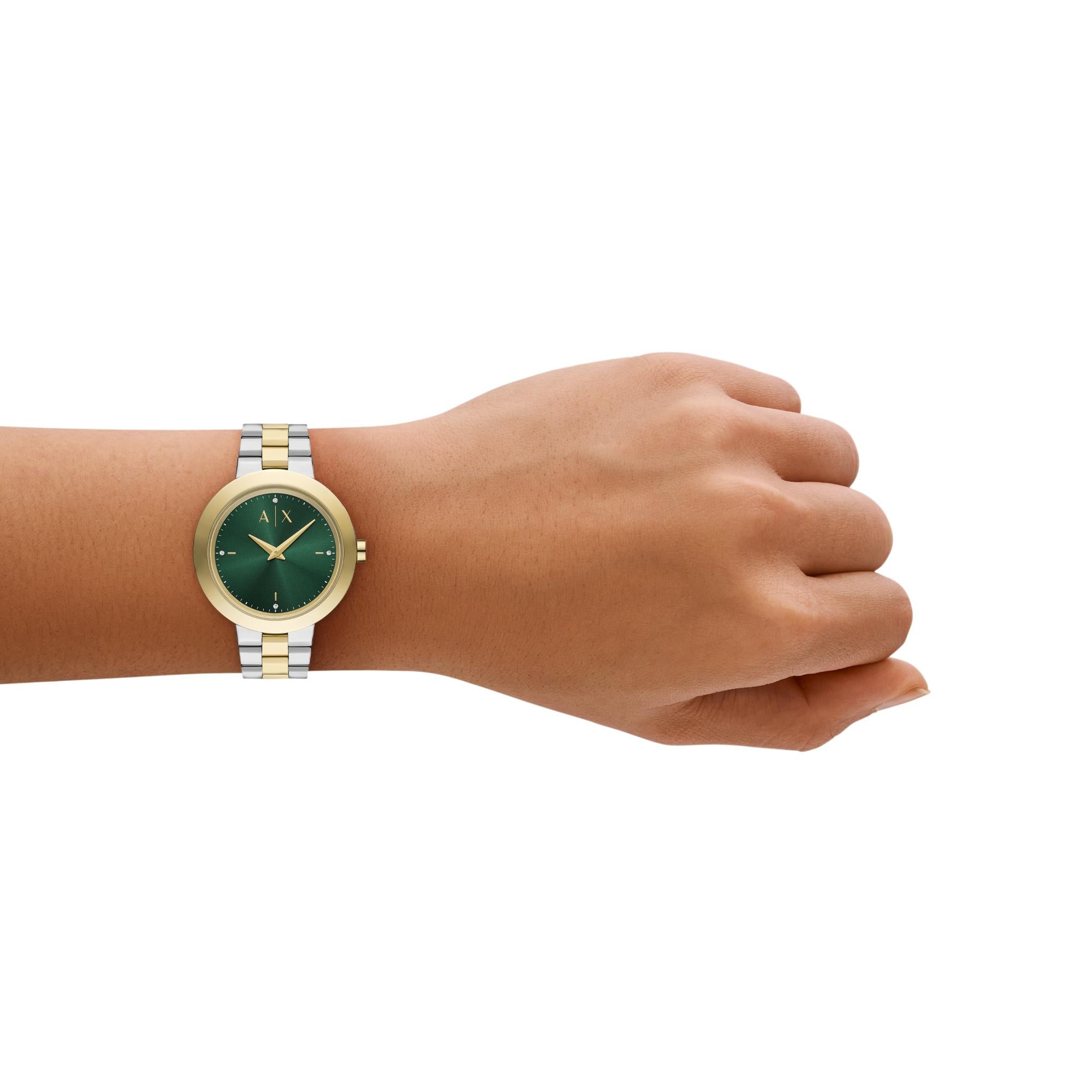Armani Exchange Jackie Quartz Green Dial Stainless Steel Strap Ladies Watch AX5176