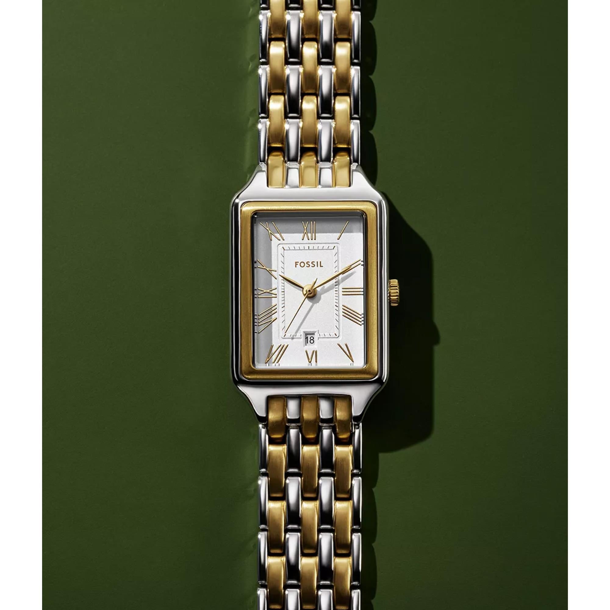 Fossil Raquel Two-Tone Silver Dial Stainless Steel Ladies Watch ES5368