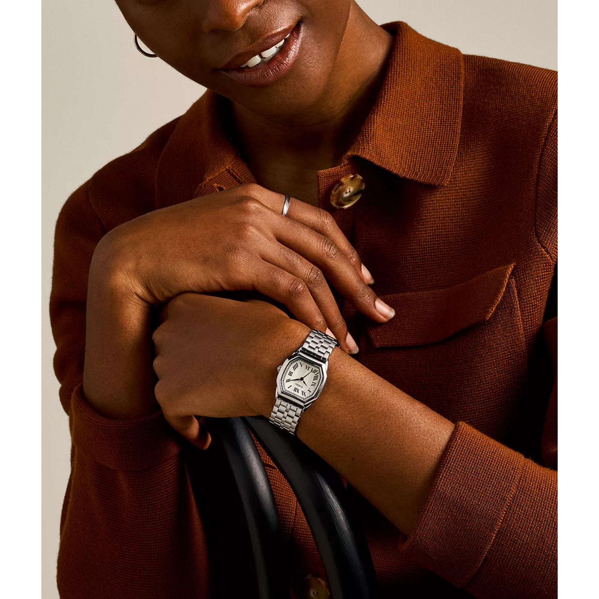 Fossil Harlow Cream Dial Steel Strap Ladies Watch ES5363