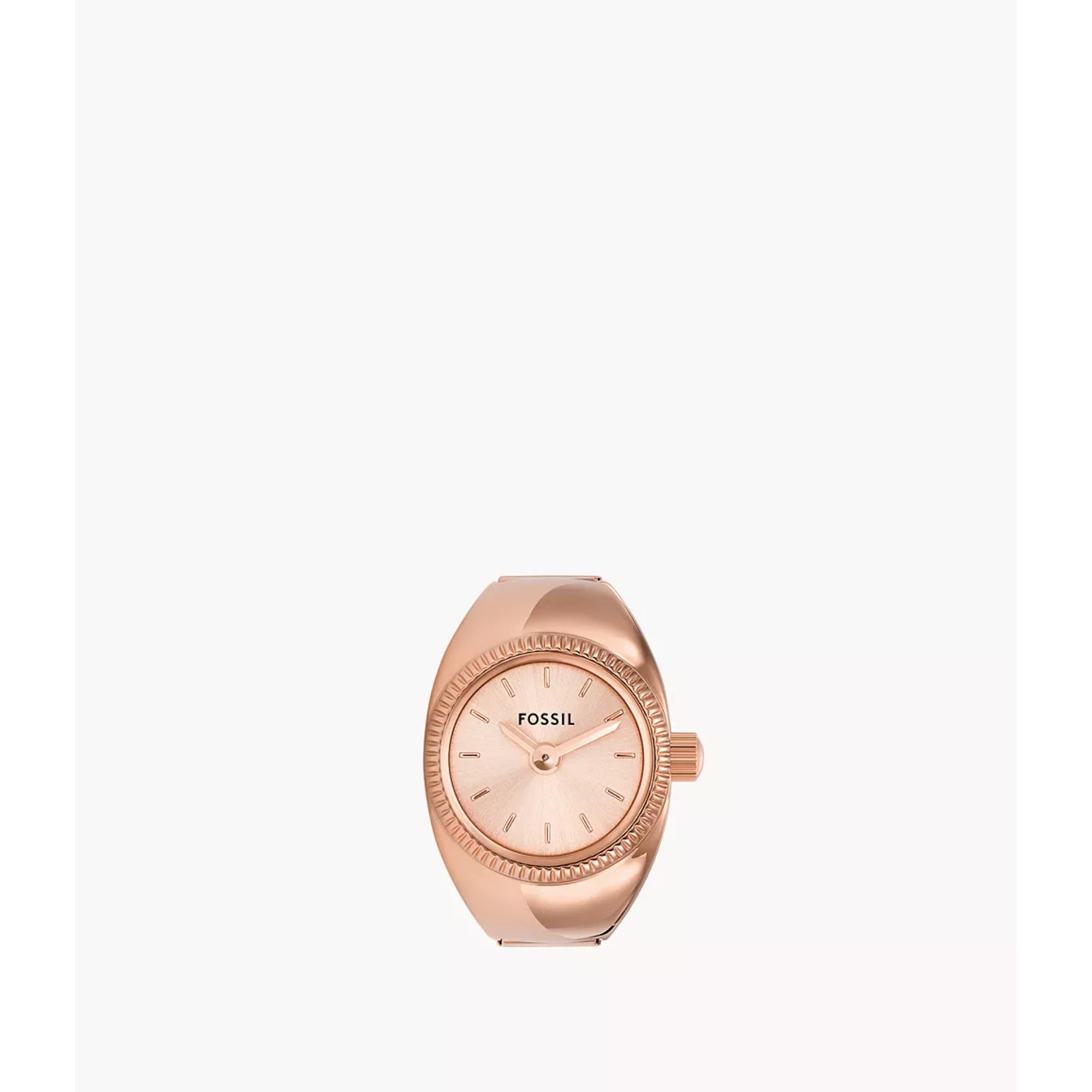 Fossil Watch Ring Rose Gold-Tone Dial Stainless Steel Ladies Watch ES5247