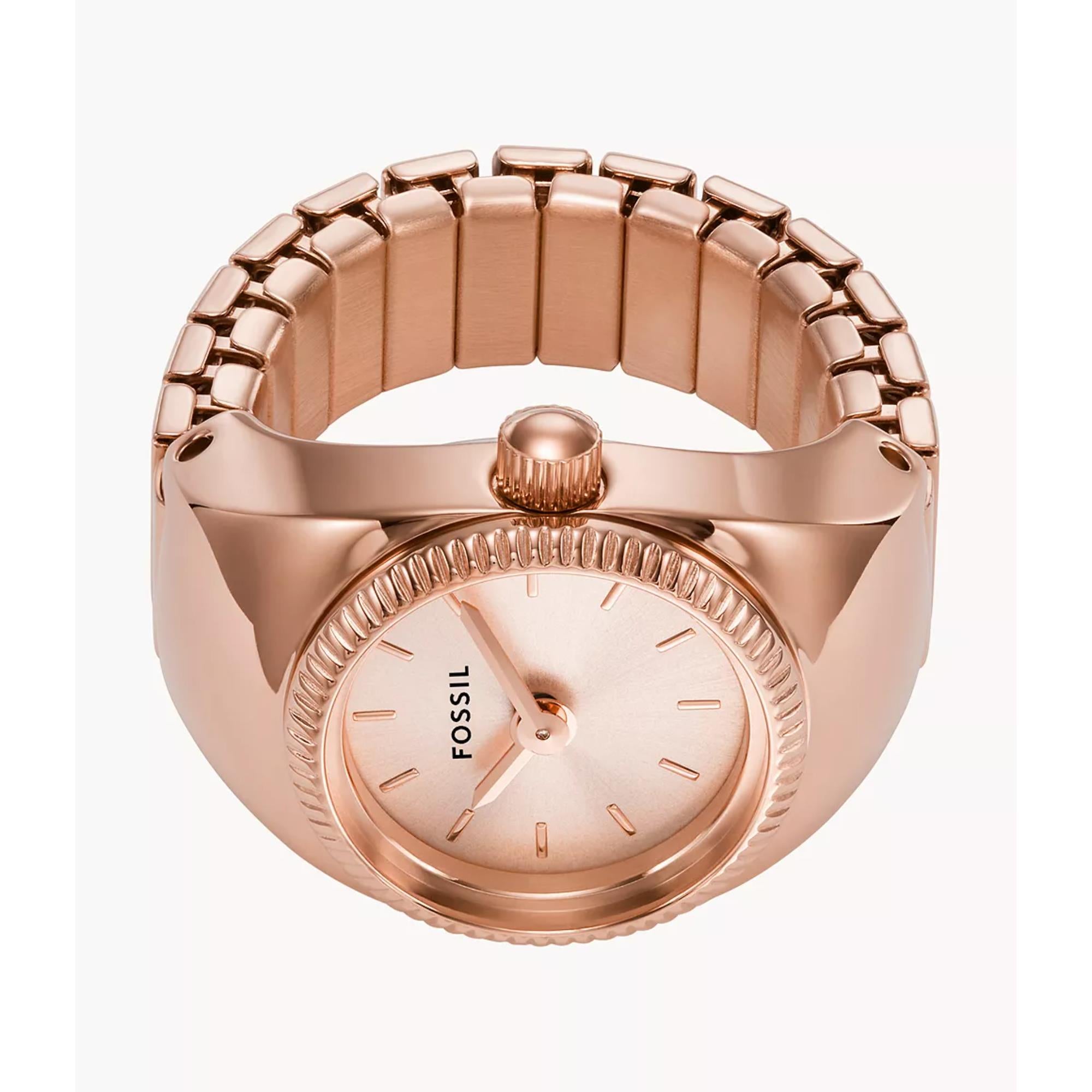 Fossil Watch Ring Rose Gold-Tone Dial Stainless Steel Ladies Watch ES5247