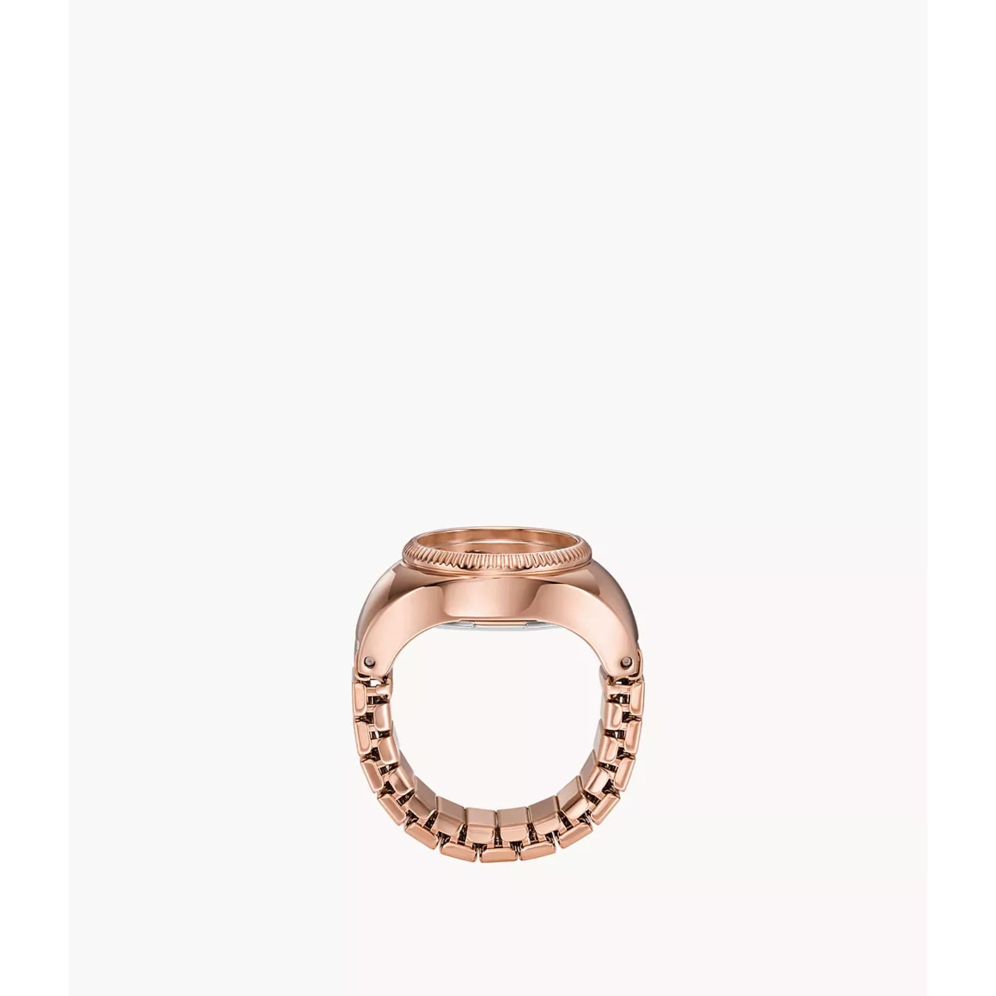 Fossil Watch Ring Rose Gold-Tone Dial Stainless Steel Ladies Watch ES5247