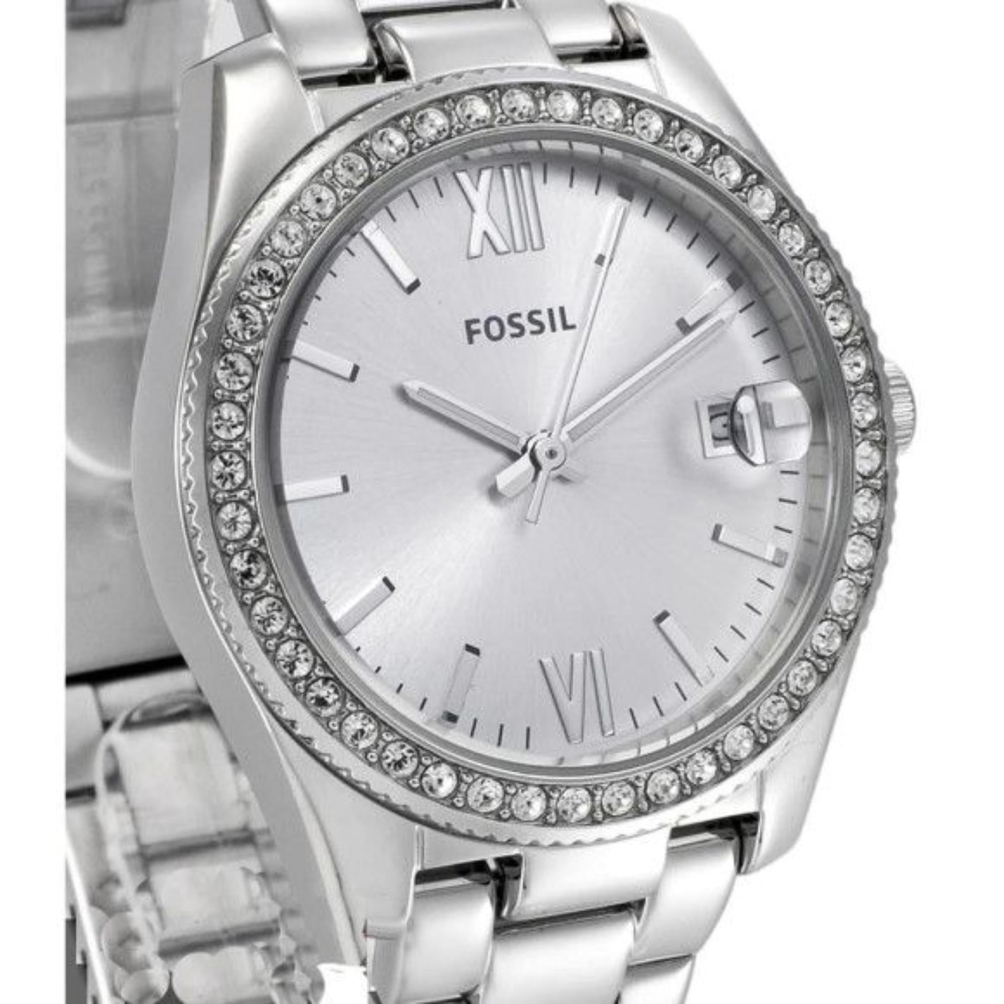 Fossil Scarlette Three-Hand Date Silver Dial Steel Strap Ladies Watch ES4317