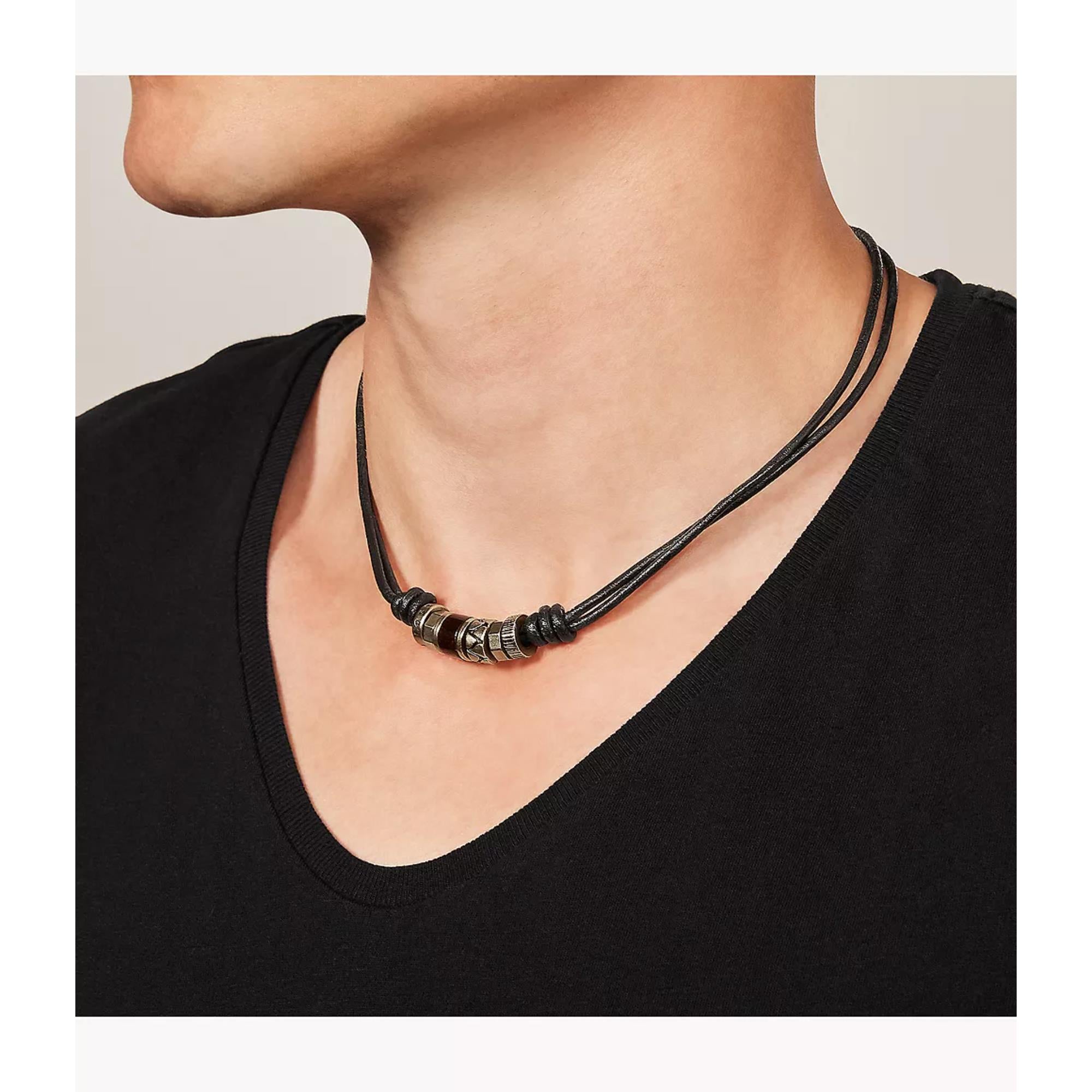 Fossil Black Rondell Men's Necklace JF84068040