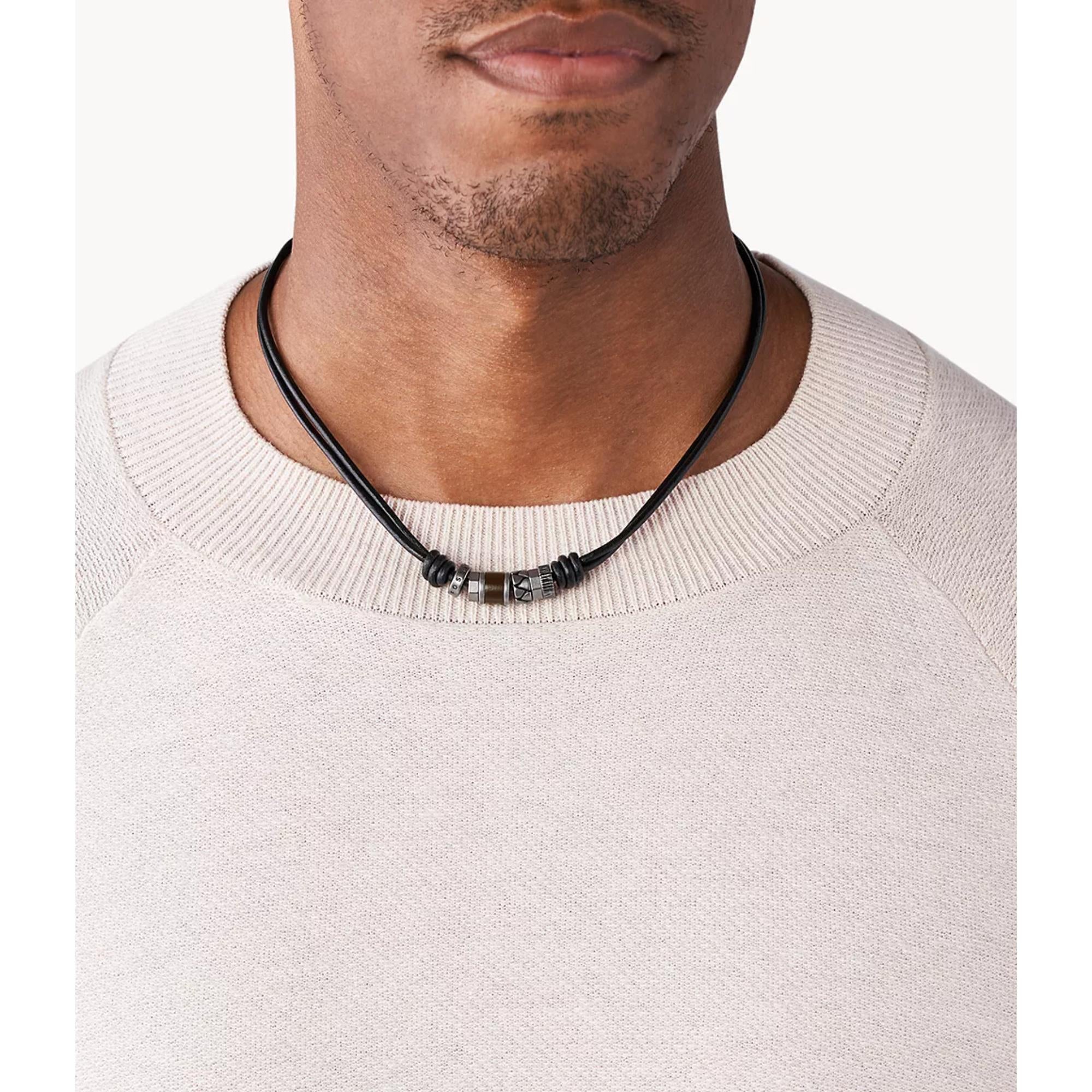 Fossil Black Rondell Men's Necklace JF84068040