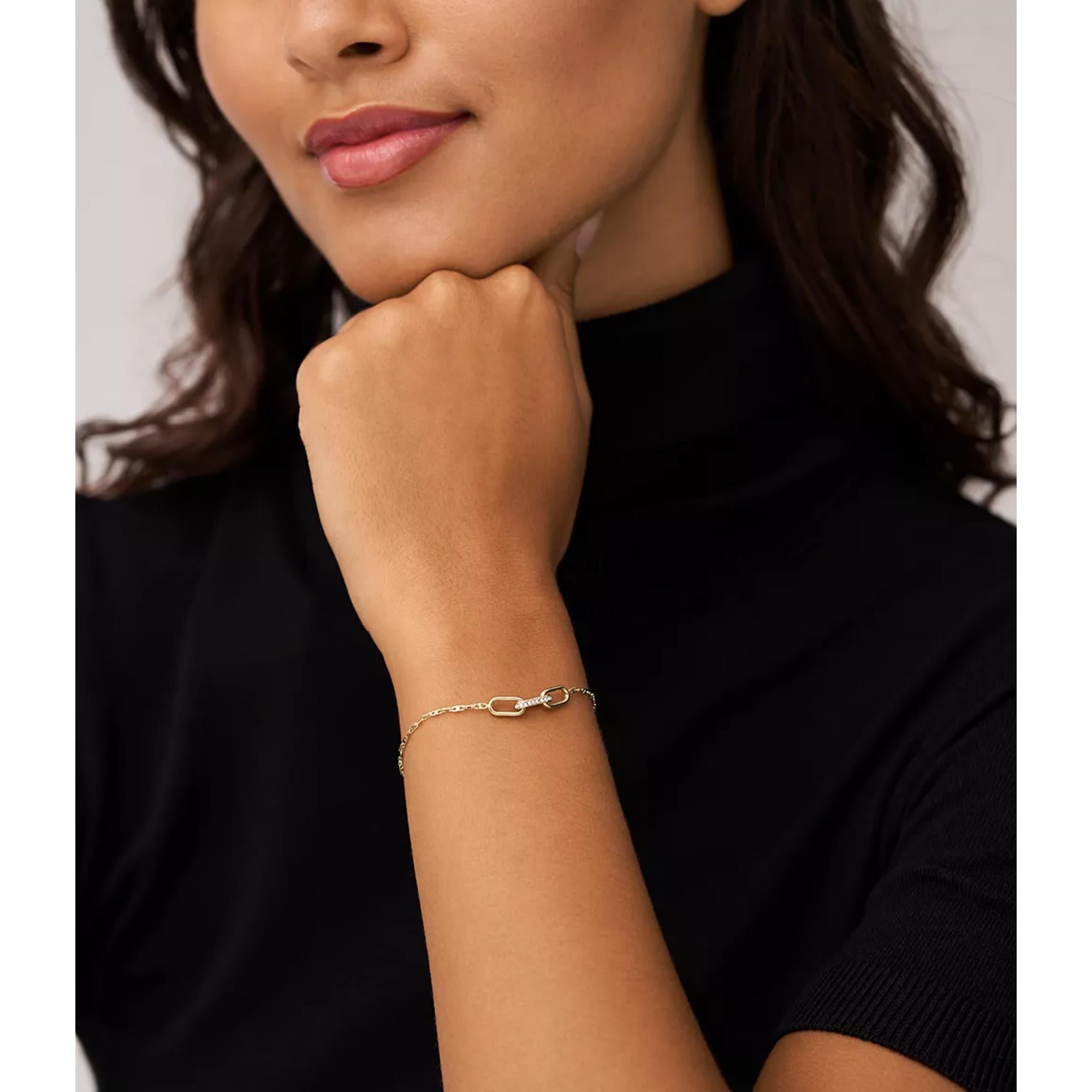 Fossil Heritage D-Link Gold-Tone Stainless Steel Chain Ladies Bracelet JF04525710