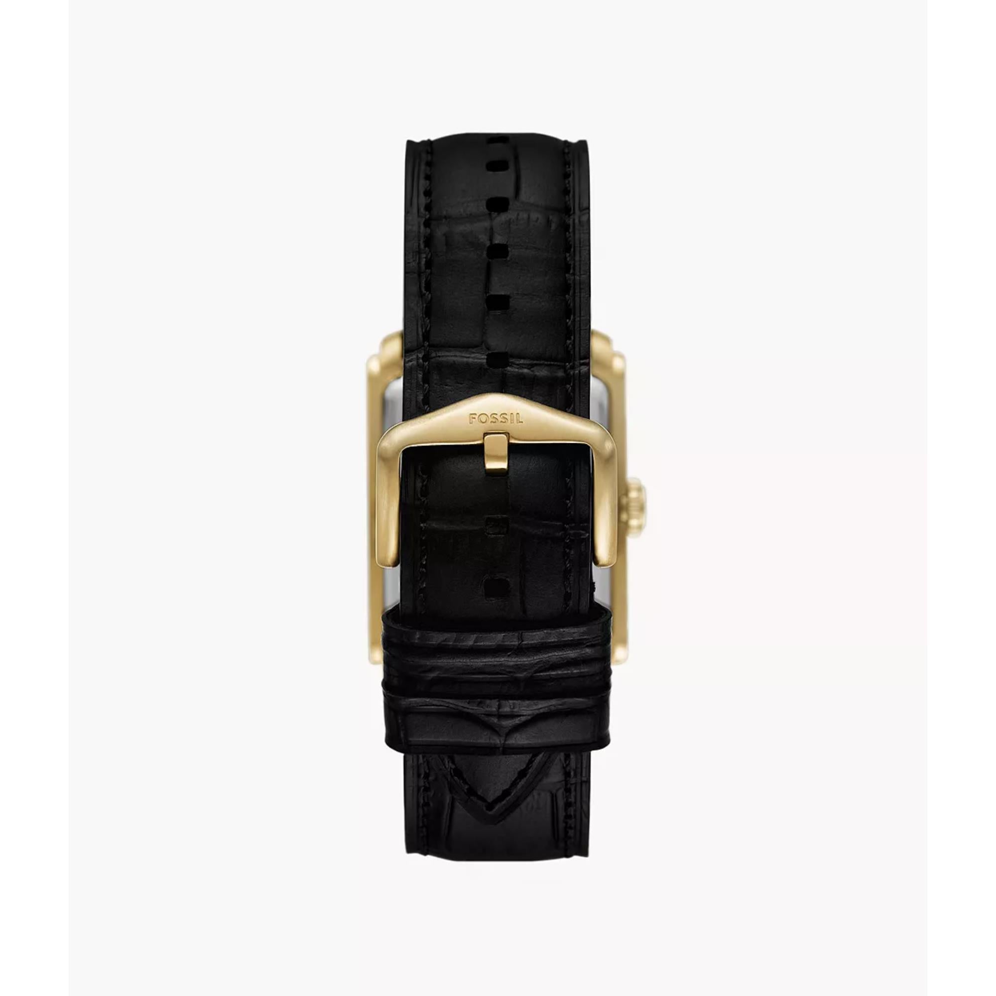 Fossil Carraway Black Croco Black Dial Leather Strap Men's Watch FS6091