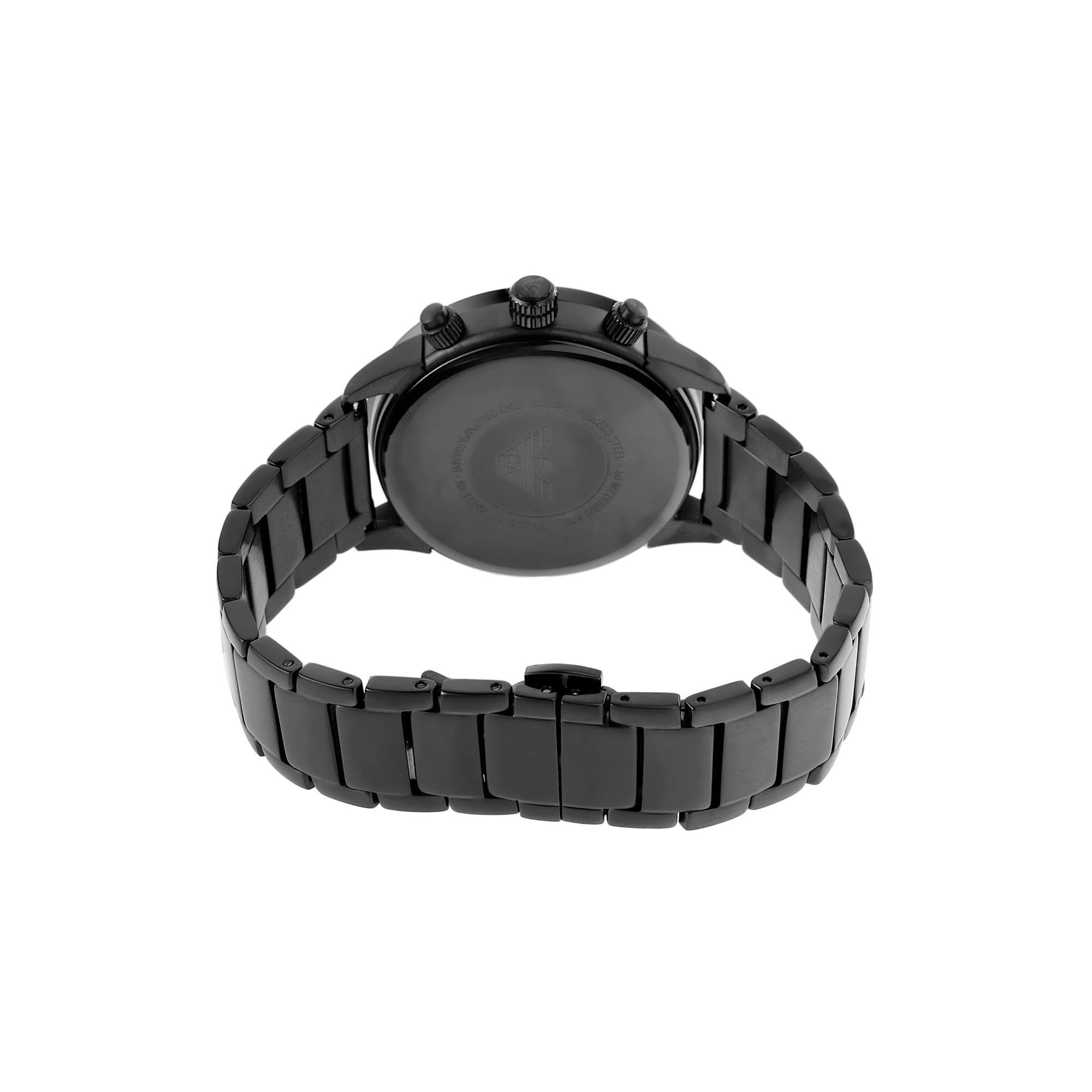 Emporio Armani Mario Chronograph Black Dial Black Stainless Steel Men's Watch AR11242