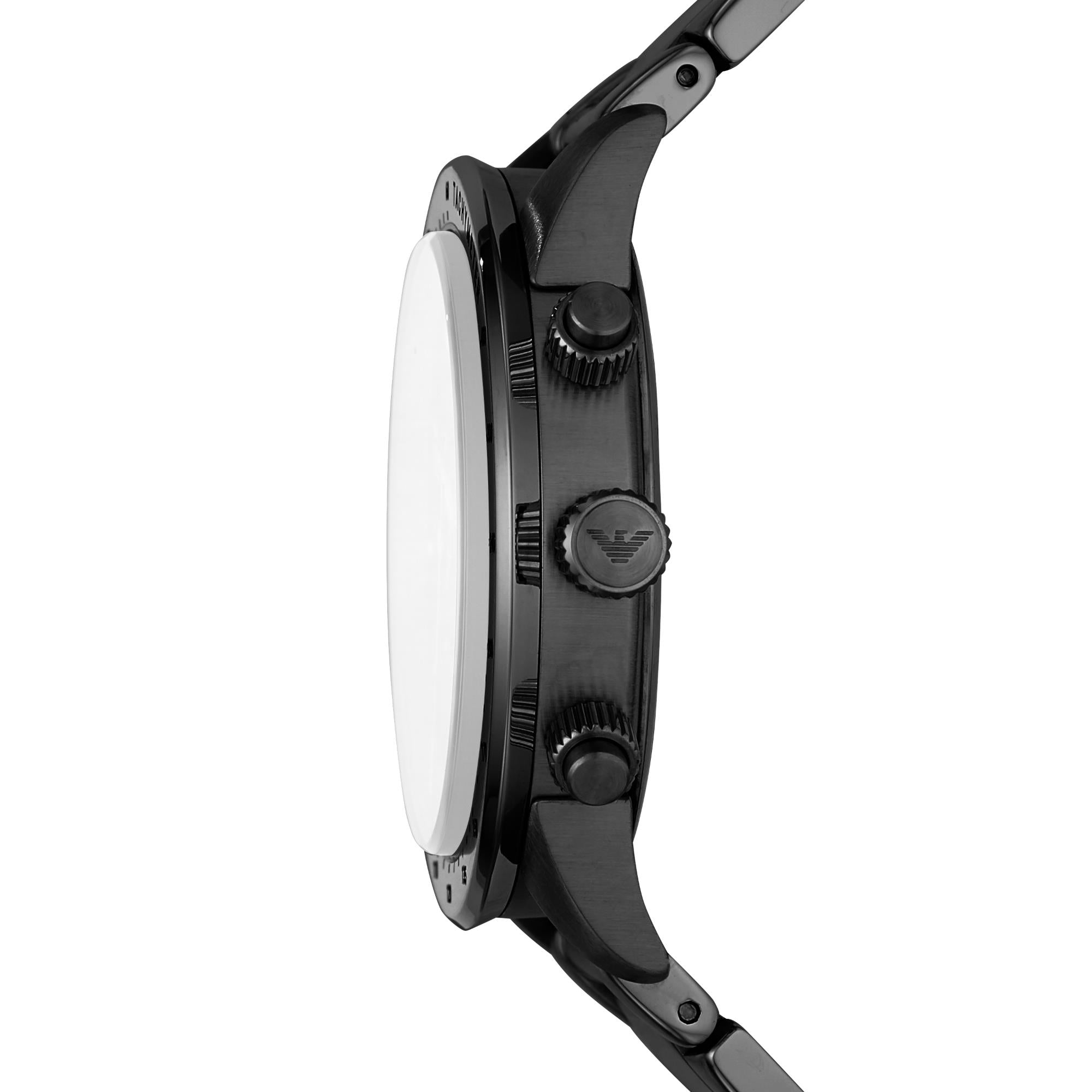 Emporio Armani Mario Chronograph Black Dial Black Stainless Steel Men's Watch AR11242