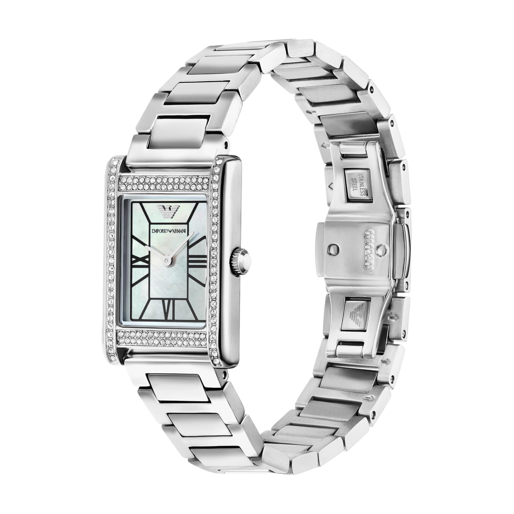 Emporio Armani Two-Hand Mother Of Pearl Dial Stainless Steel Ladies Watch AR11625