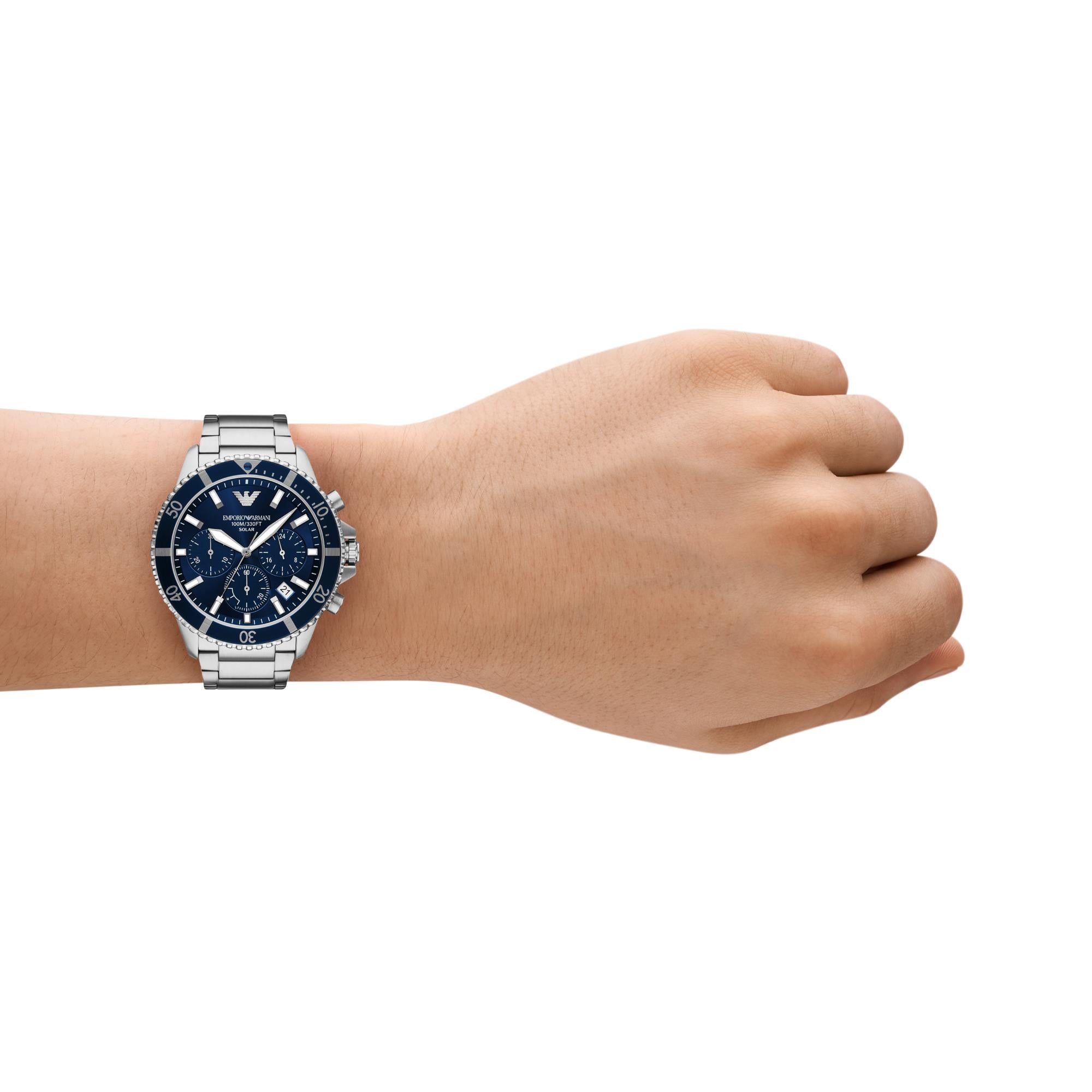 Emporio Armani World Explorer Quartz Chronograph Blue Dial Stainless Steel Men's Watch AR11681