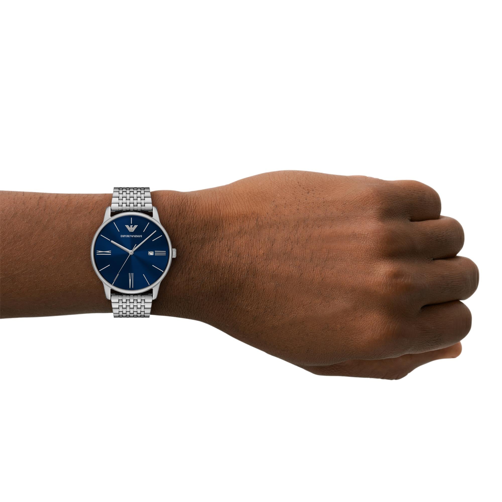 Emporio Armani Blue Dial Stainless Steel Strap Men's Watch AR11674
