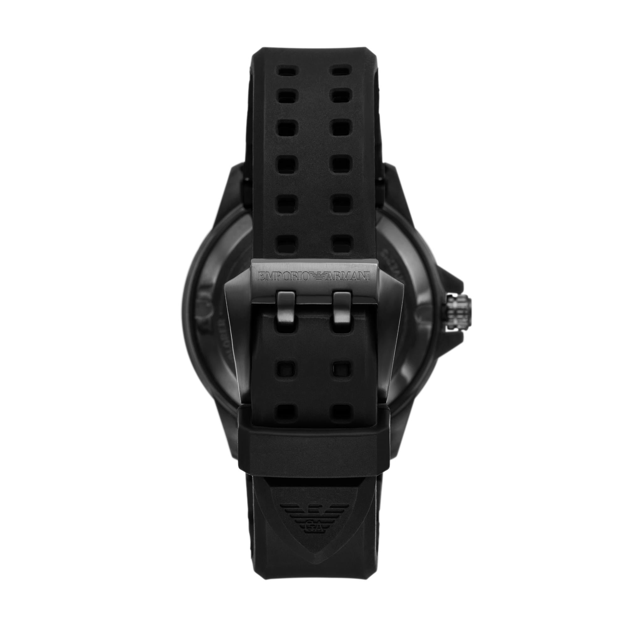Emporio Armani Sea Explorer Automatic Yellow Dial Black Silicone Strap Men's Watch AR60085