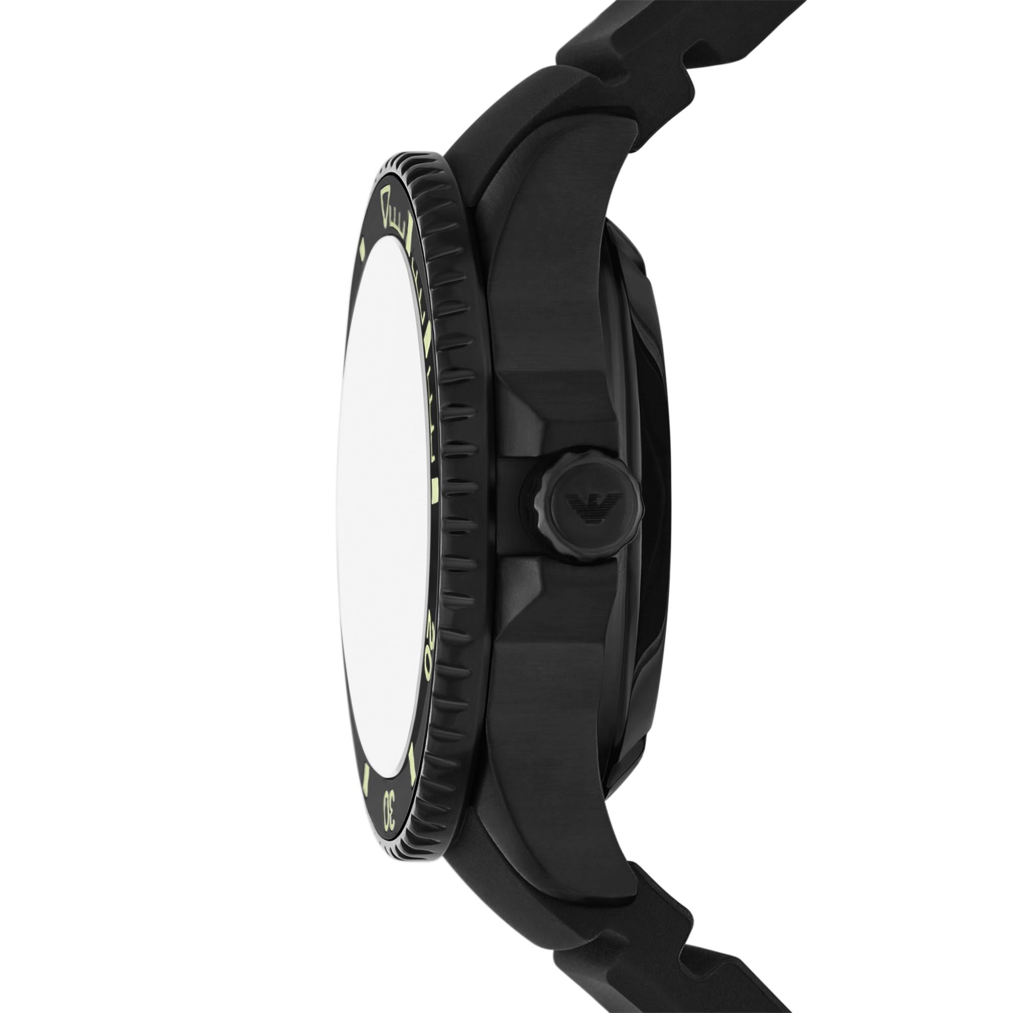 Emporio Armani Sea Explorer Automatic Yellow Dial Black Silicone Strap Men's Watch AR60085