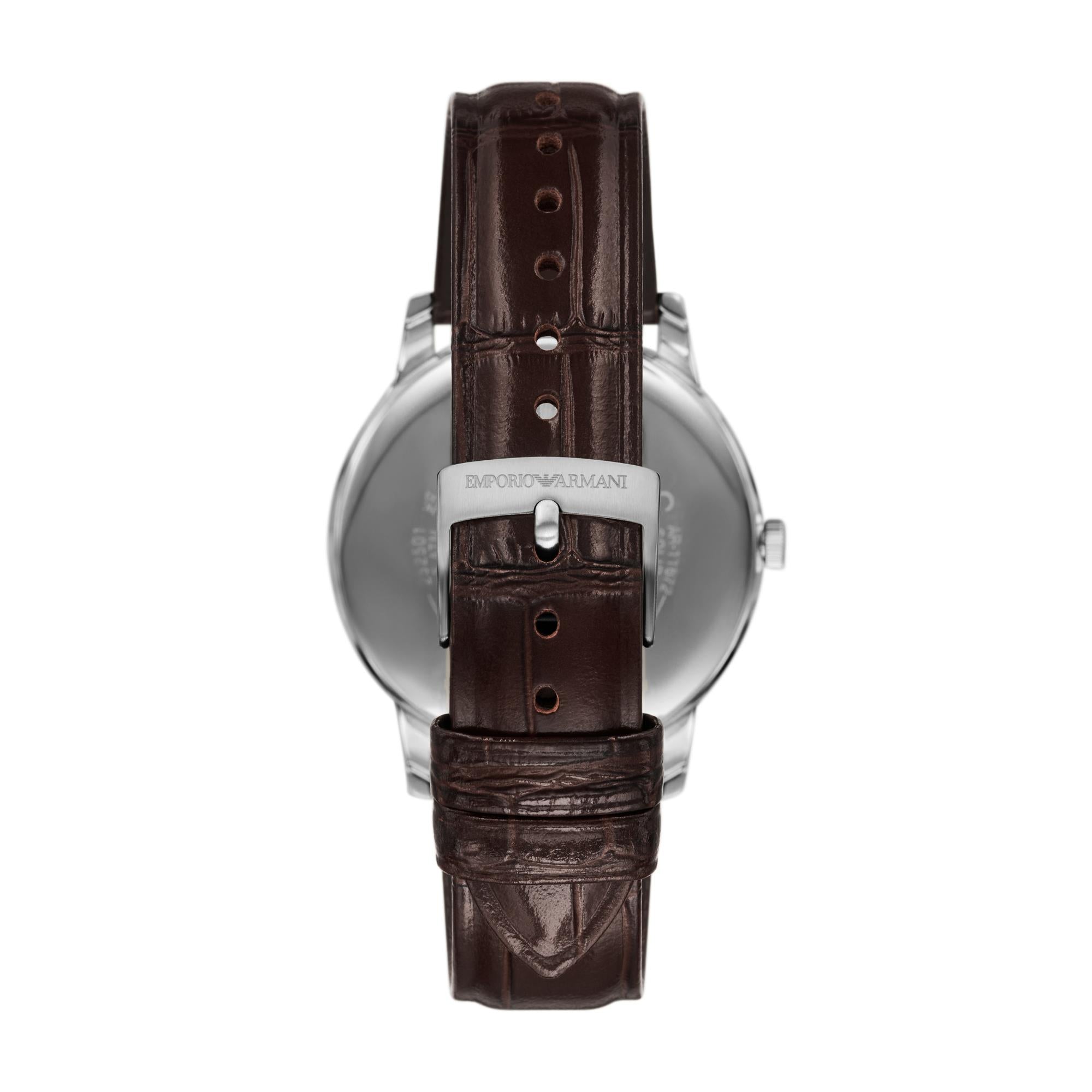 Emporio Armani Green Dial Brown Leather Strap Men's Watch AR11672