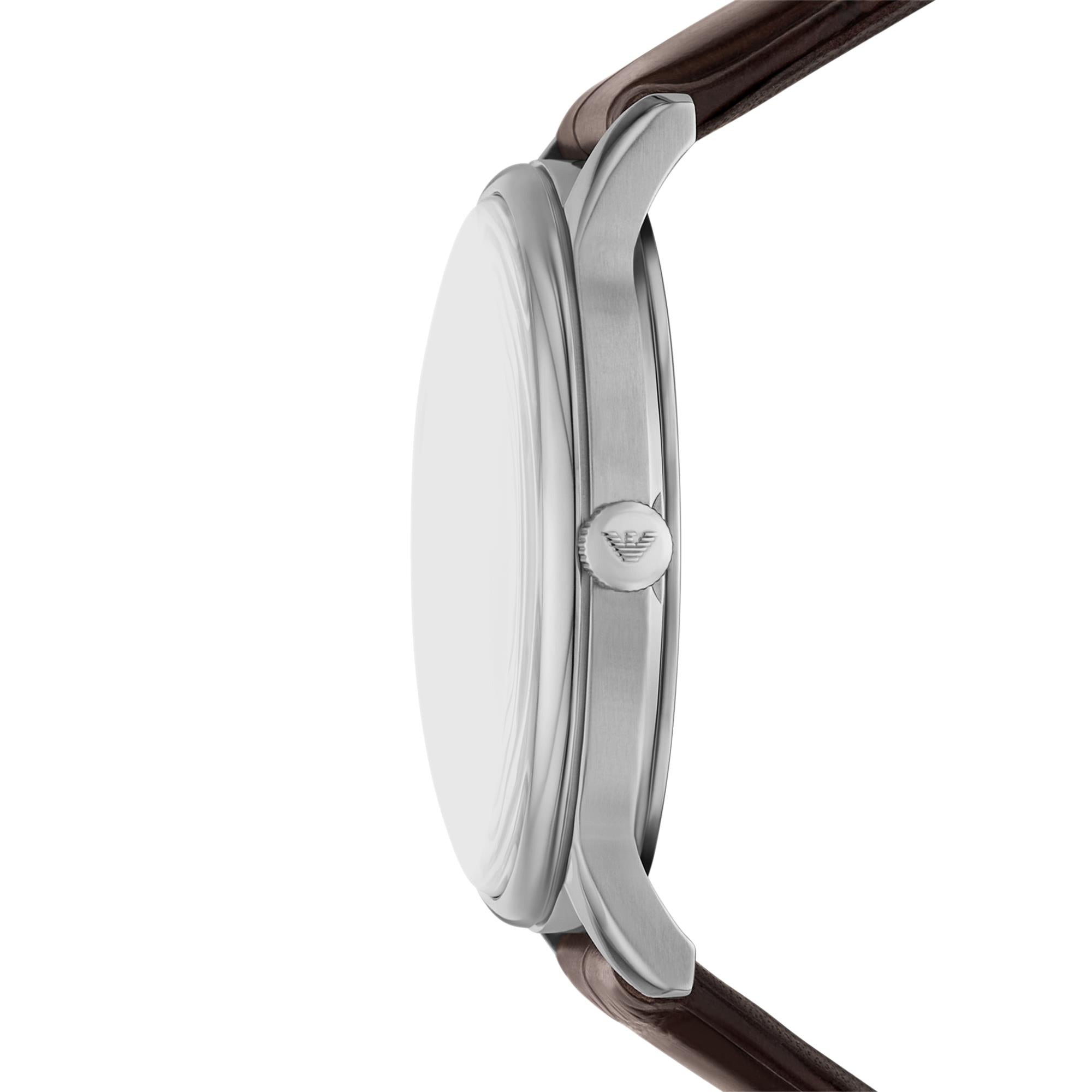 Emporio Armani Green Dial Brown Leather Strap Men's Watch AR11672
