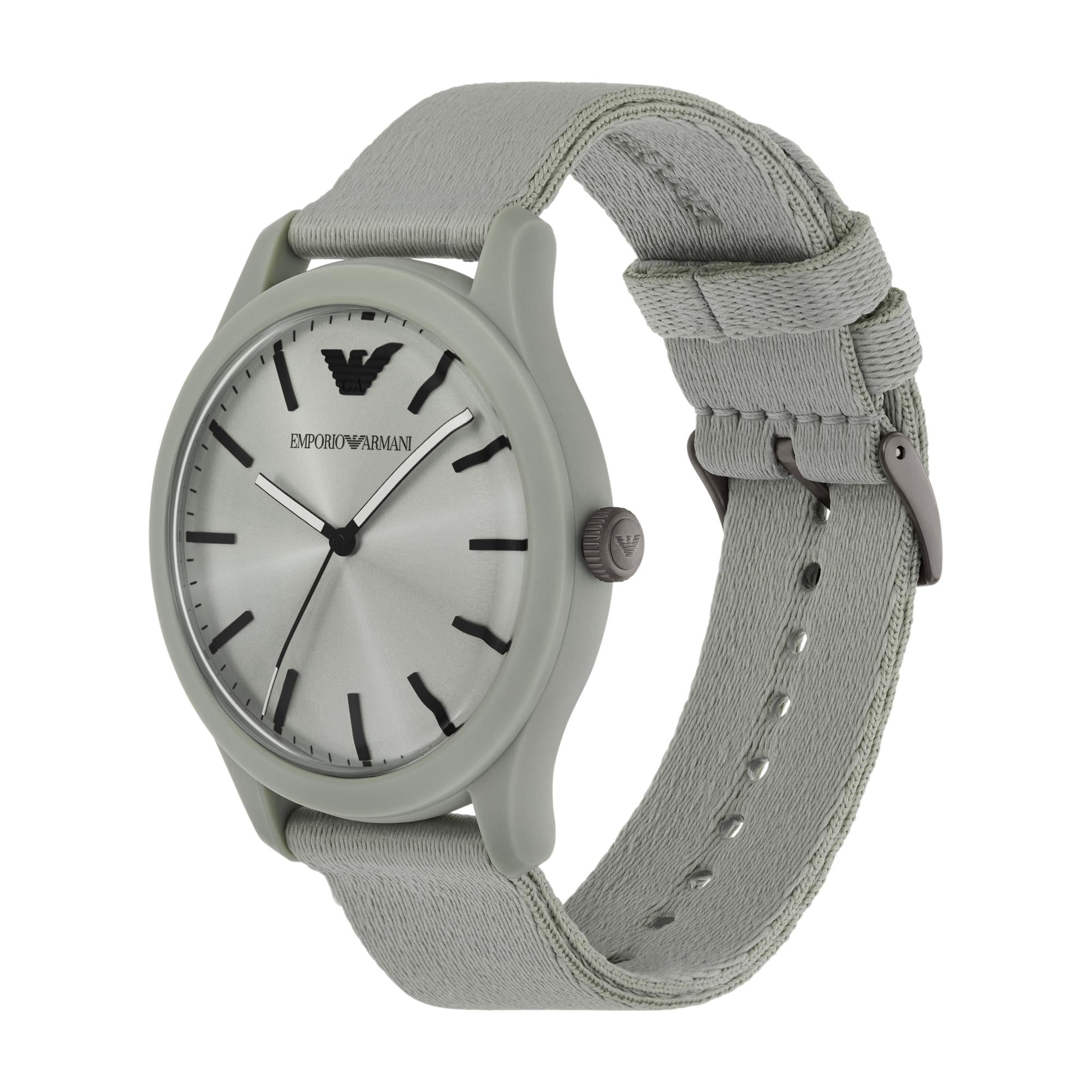 Emporio Armani Sand-Coloured #tide ocean material® Nylon Fabric Gray Dial Men's Watch AR11653