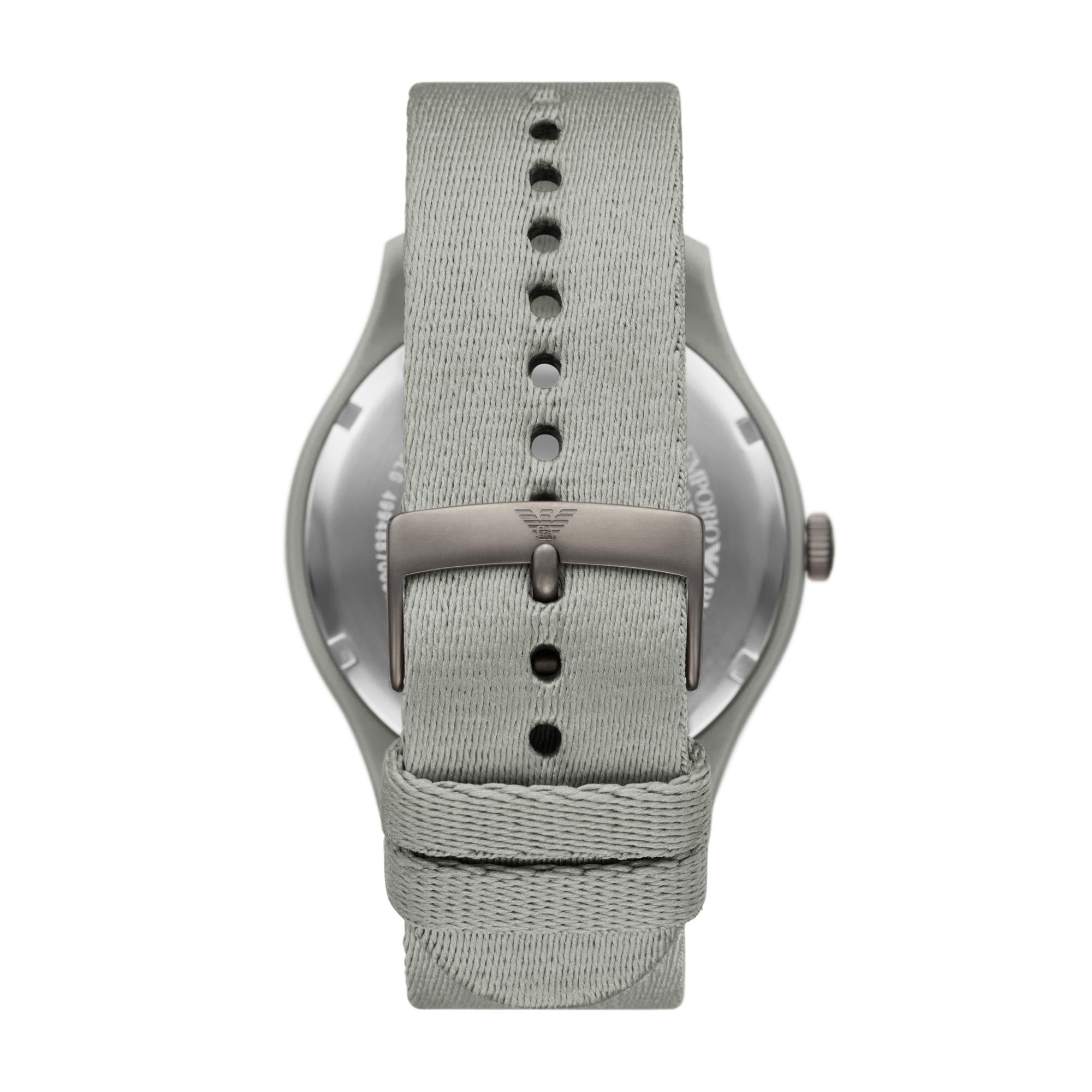 Emporio Armani Sand-Coloured #tide ocean material® Nylon Fabric Gray Dial Men's Watch AR11653