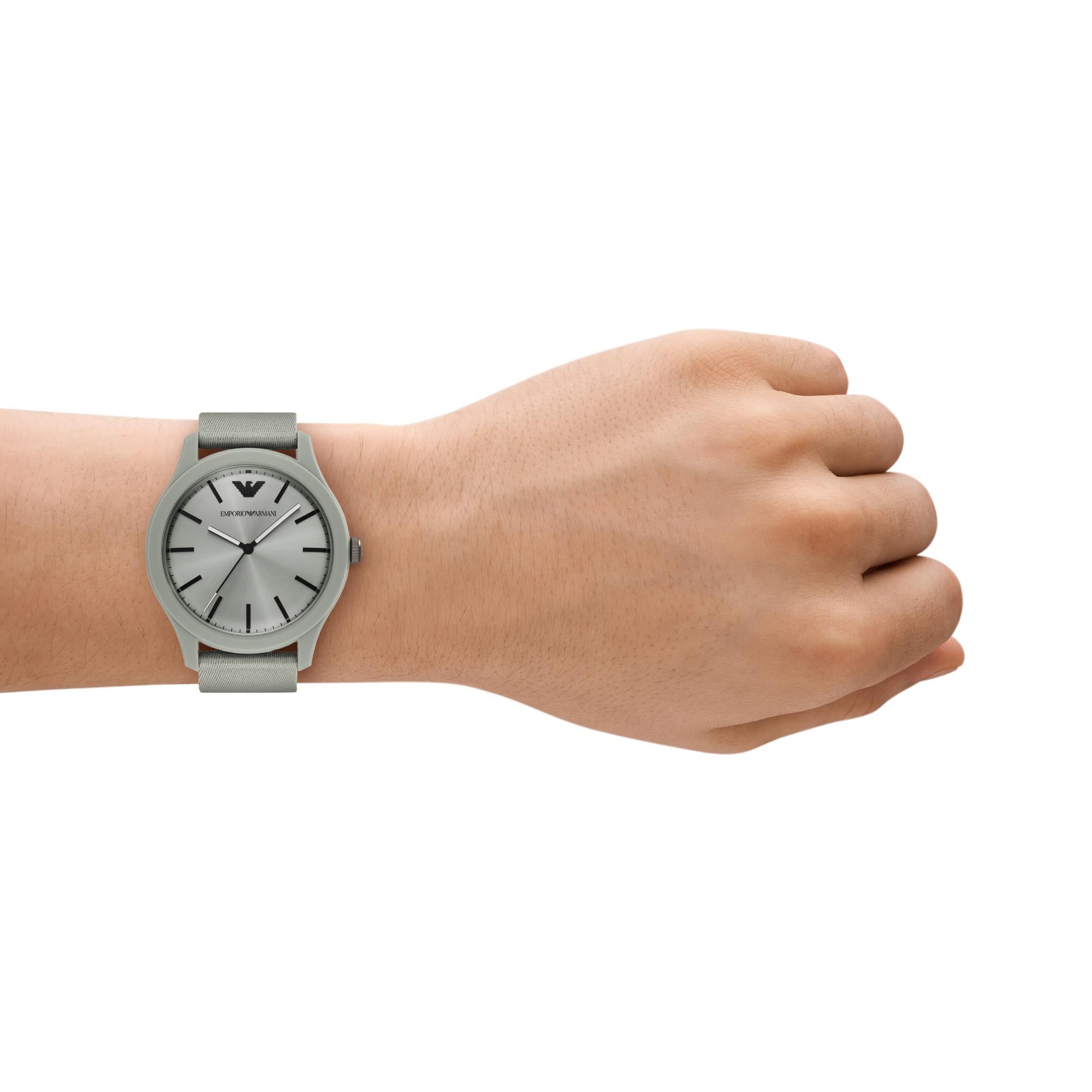 Emporio Armani Sand-Coloured #tide ocean material® Nylon Fabric Gray Dial Men's Watch AR11653
