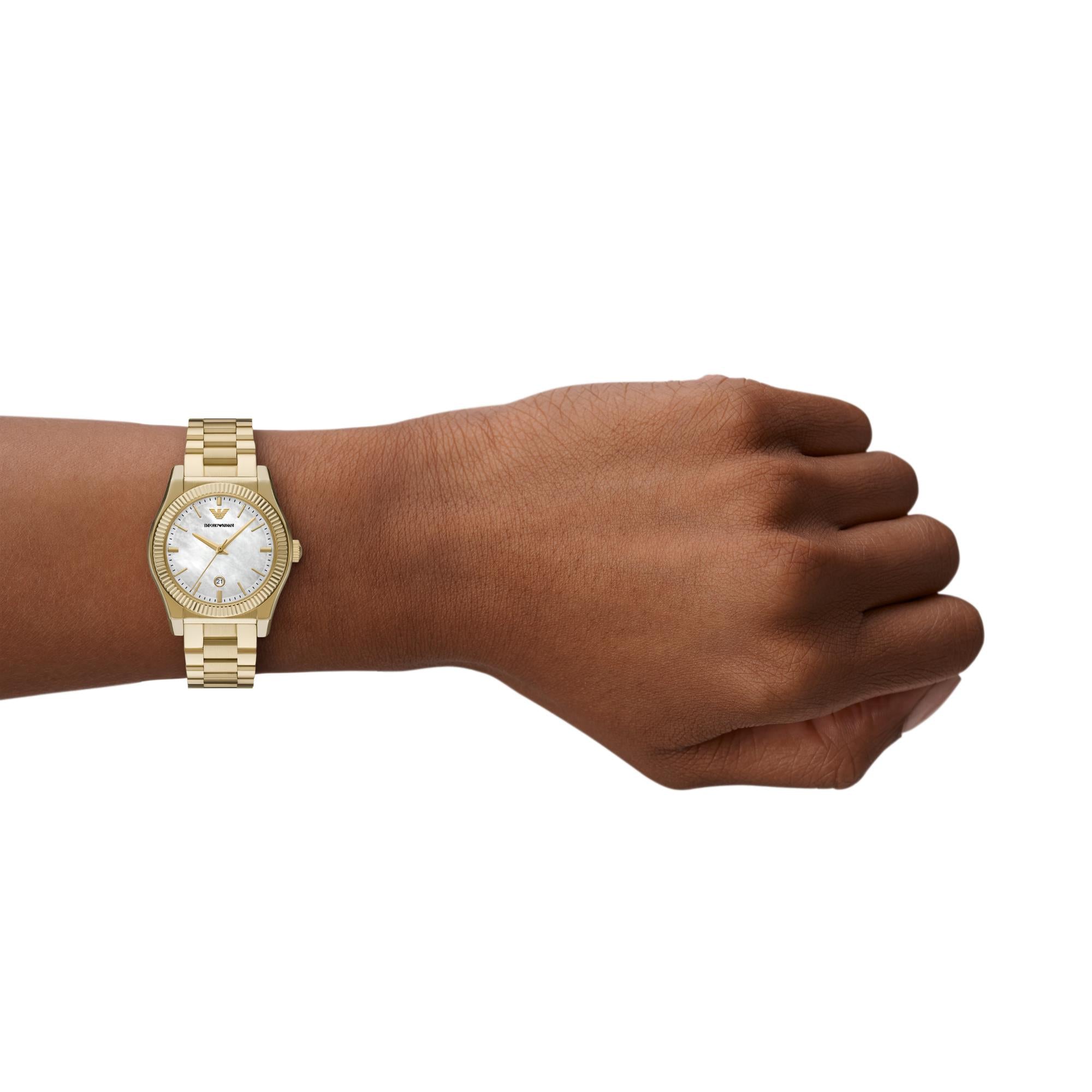 Emporio Armani Mother Of Pearl Dial Gold-Tone Stainless Steel Ladies Watch AR11657