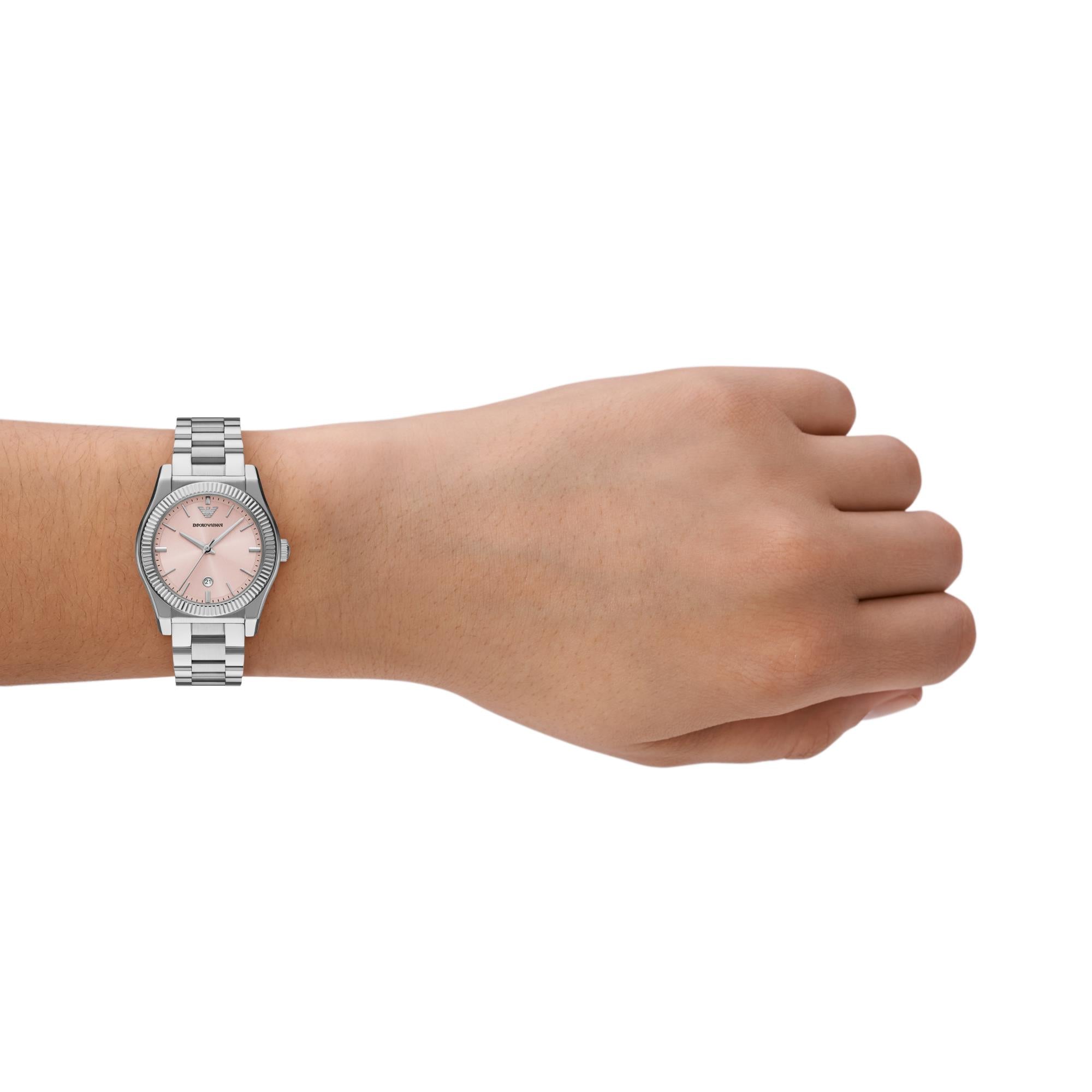 Emporio Armani Stainless Steel Strap Pink Dial Ladies Watch AR11658