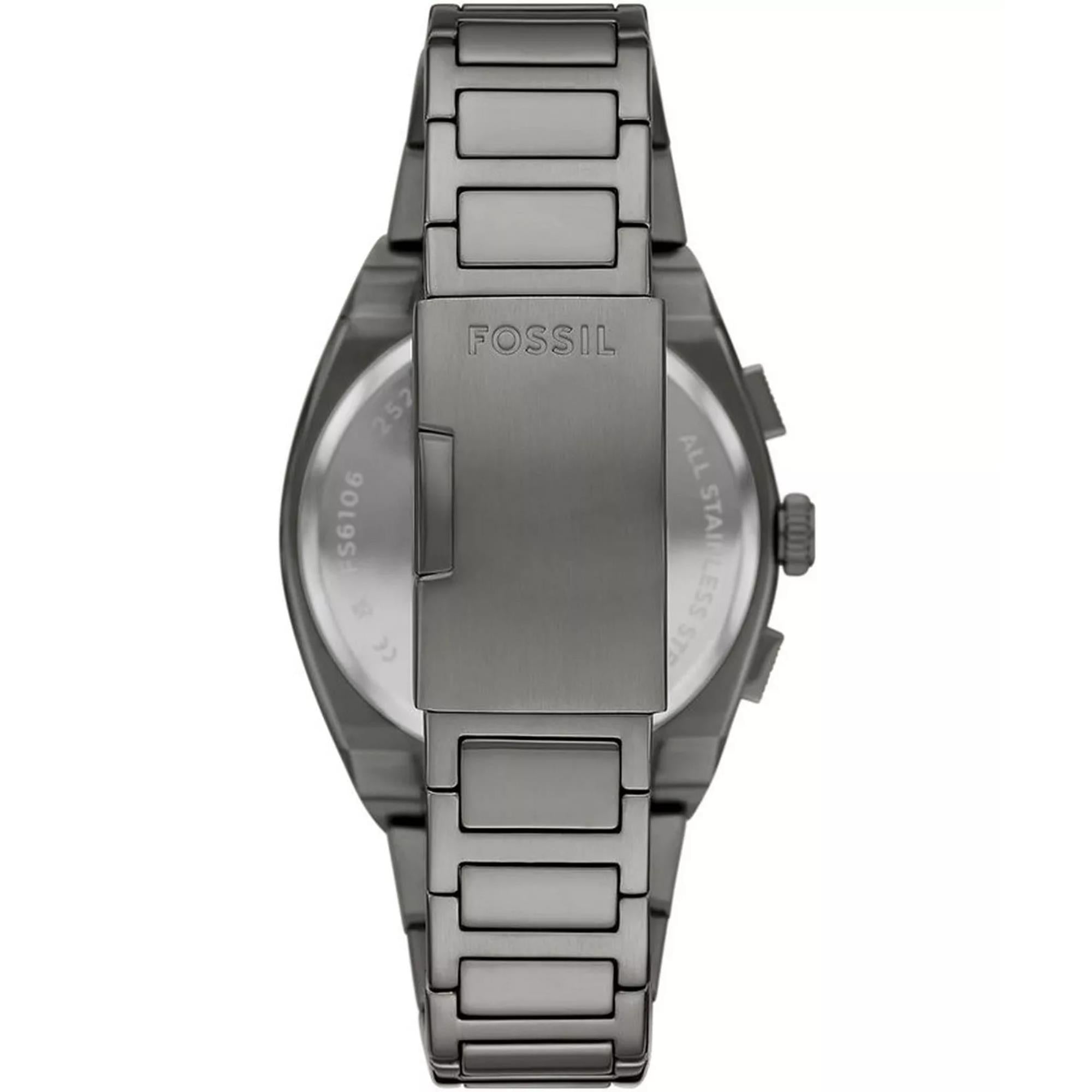 Fossil Everett Chronograph Grey Dial Smoke Stainless Steel Strap Men's Watch FS6107