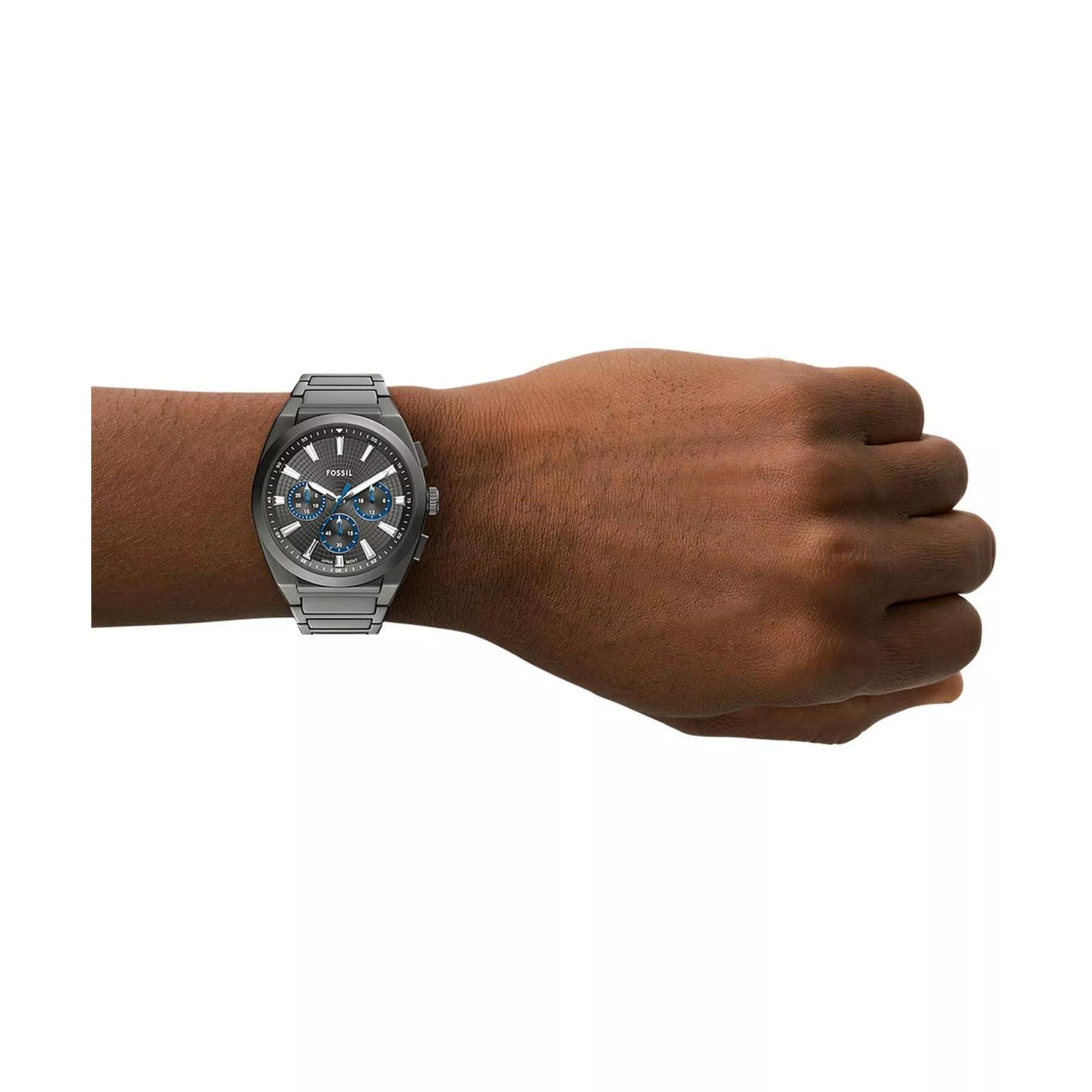 Fossil Everett Chronograph Grey Dial Smoke Stainless Steel Strap Men's Watch FS6107