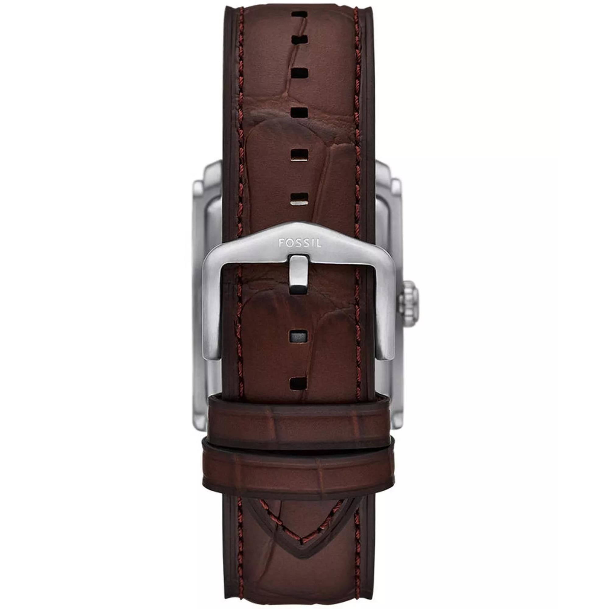Fossil Carraway Blue Dial Brown Croco Leather Strap Men's Watch FS6110