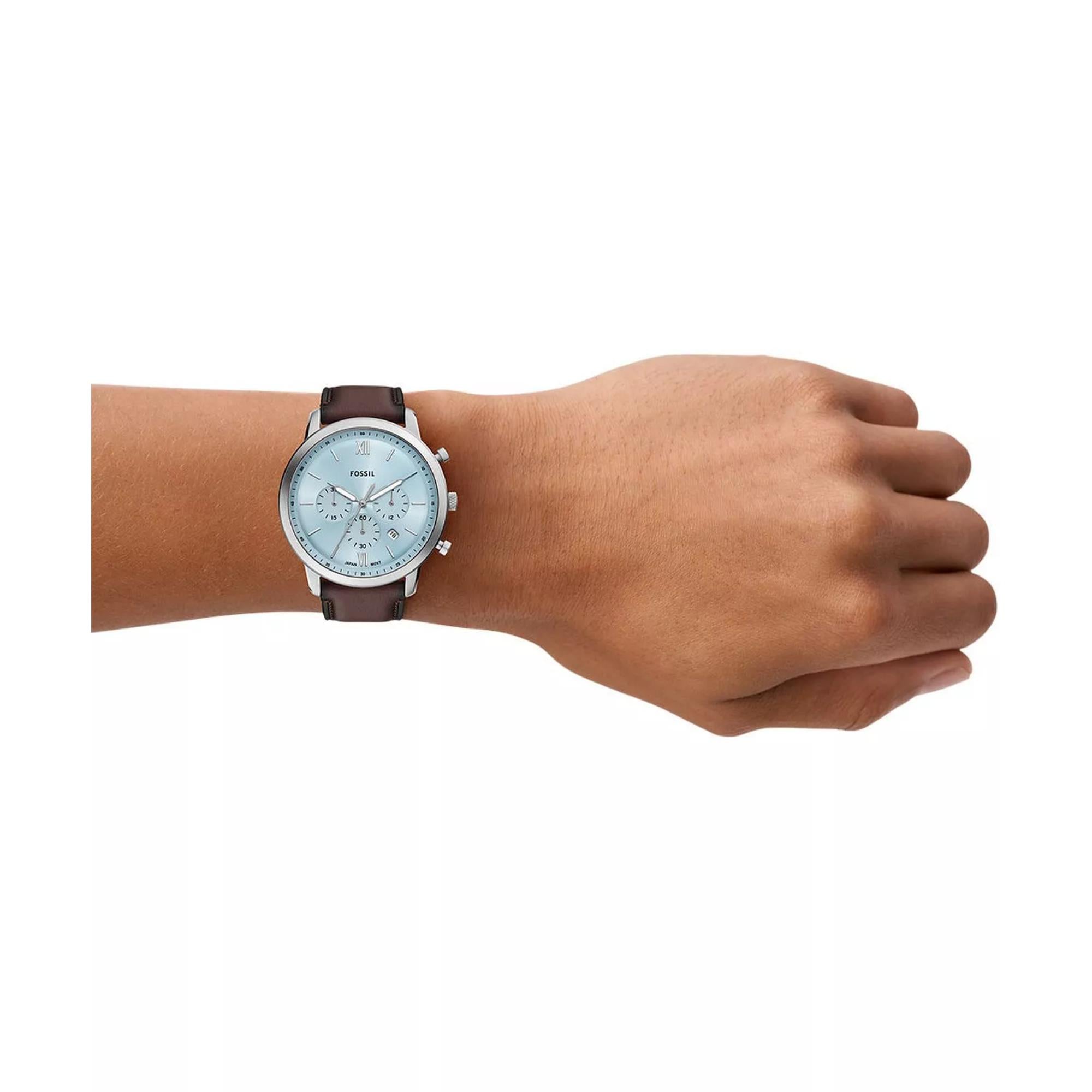 Fossil Neutra Chronograph Blue Dial Brown Leather Men's Watch FS6109