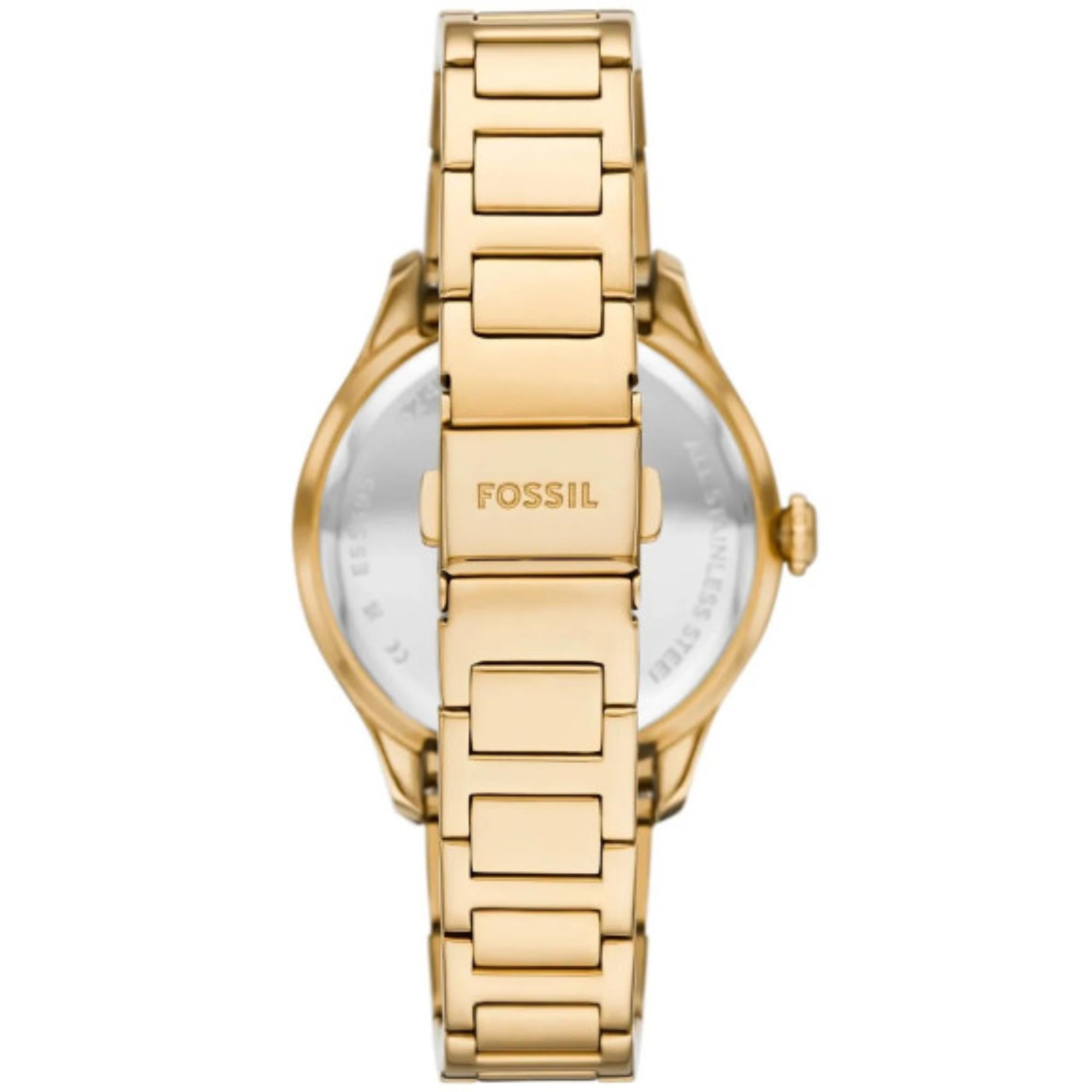 Fossil Gilmore Silver Dial Gold-Tone Stainless Steel Ladies Watch ES5395