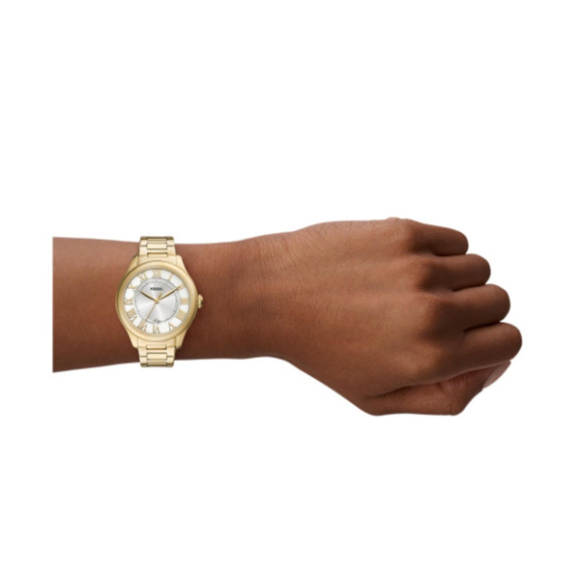 Fossil Gilmore Silver Dial Gold-Tone Stainless Steel Ladies Watch ES5395