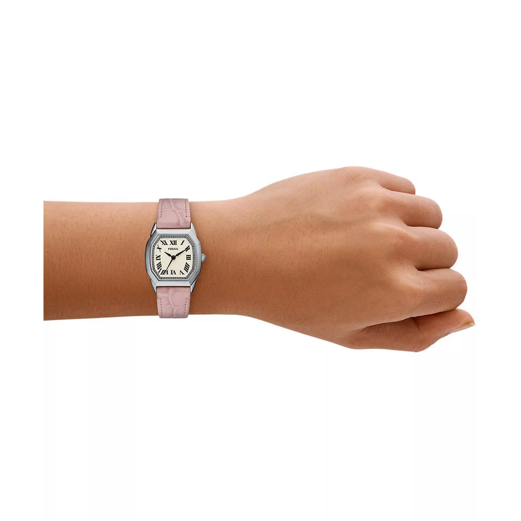 Fossil Harlow Cream Dial Light Pink Leather Strap Ladies Watch ES5406