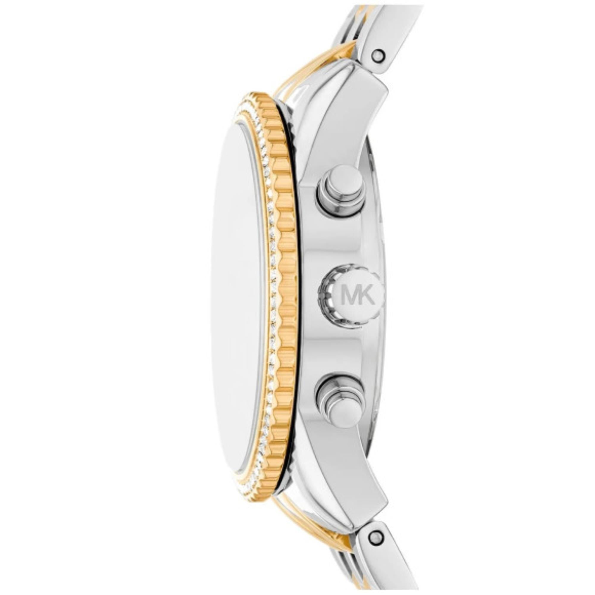 Michael Kors Mini Bryant Chronograph White Dial Two-Tone Stainless Steel Strap Ladies Watch MK7532