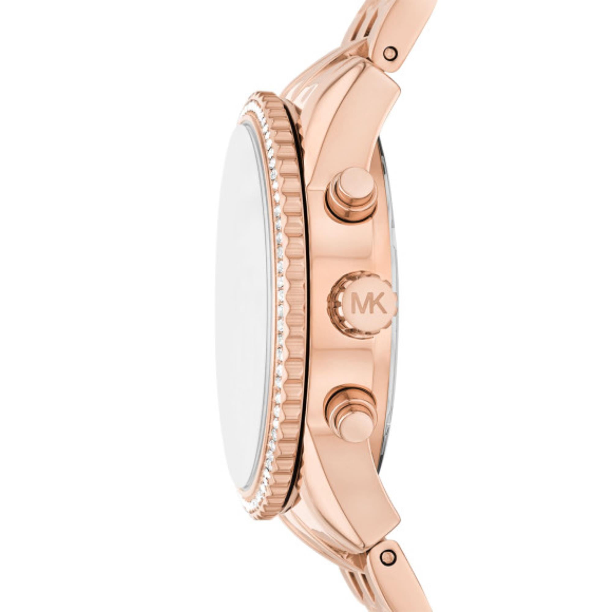 Michael Kors Mini Bryant Chronograph Rose Gold Dial Rose Gold-Tone Stainless Steel Strap Ladies Watch MK7531
