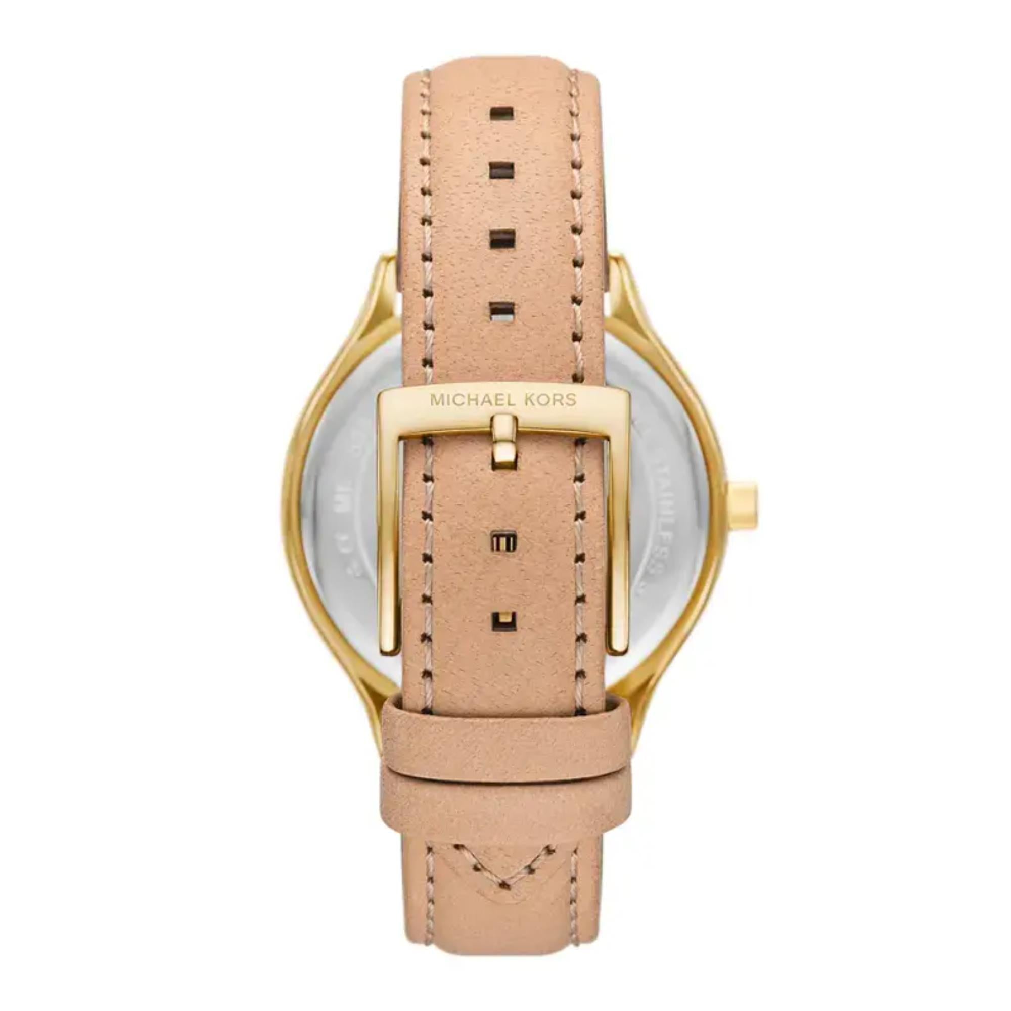 Michael Kors Slim Runway White Dial Nude Leather Strap Ladies Watch MK7533