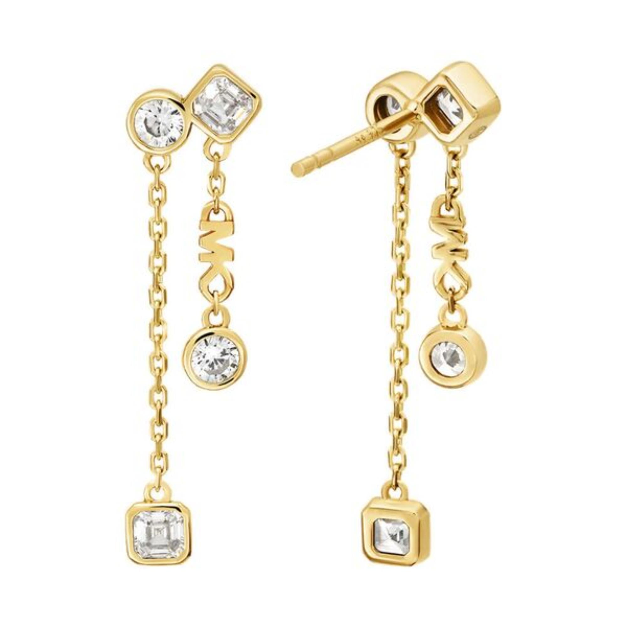 Michael Kors Brilliance 14K Gold-Plated Sterling Silver Drop Ladies Earrings MKC1773710