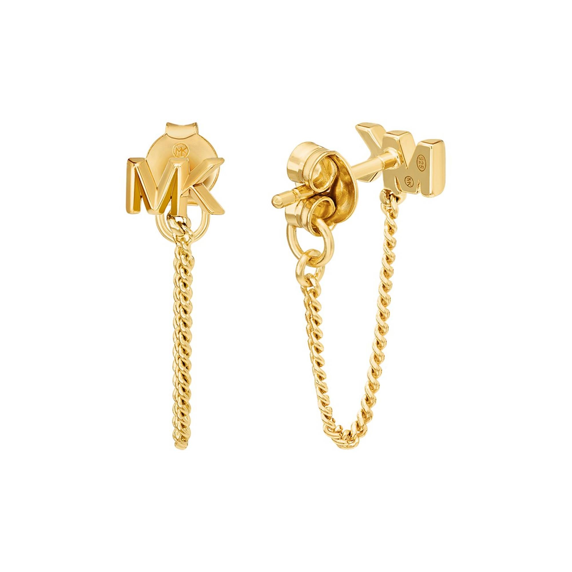 Michael Kors 14K Gold-Plated Sterling Silver Front to Back Chain Stud Ladies Earrings MKC1782710
