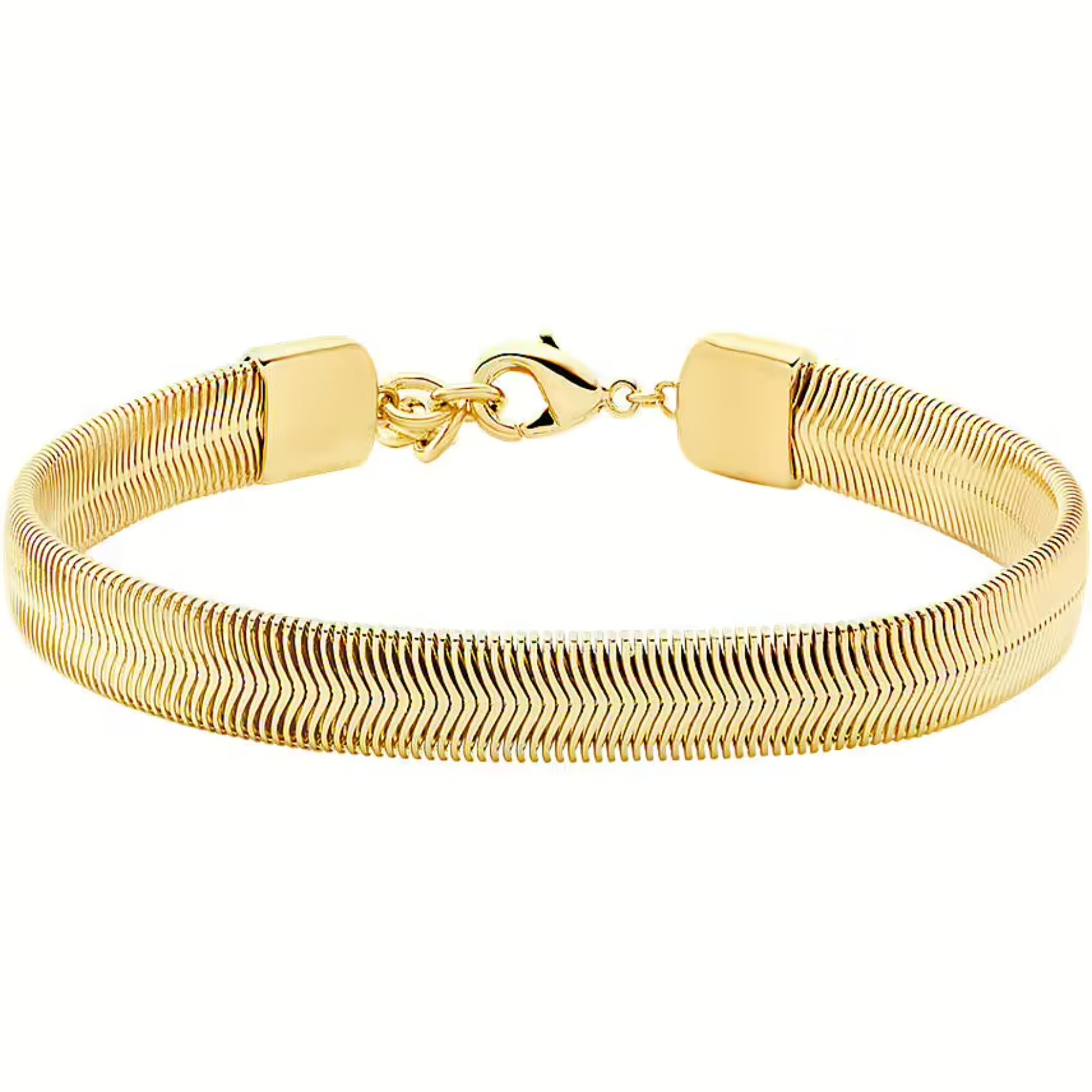 Michael Kors 14K Gold-Plated Chevron Snake Chain Ladies Bracelet MKJ8487710