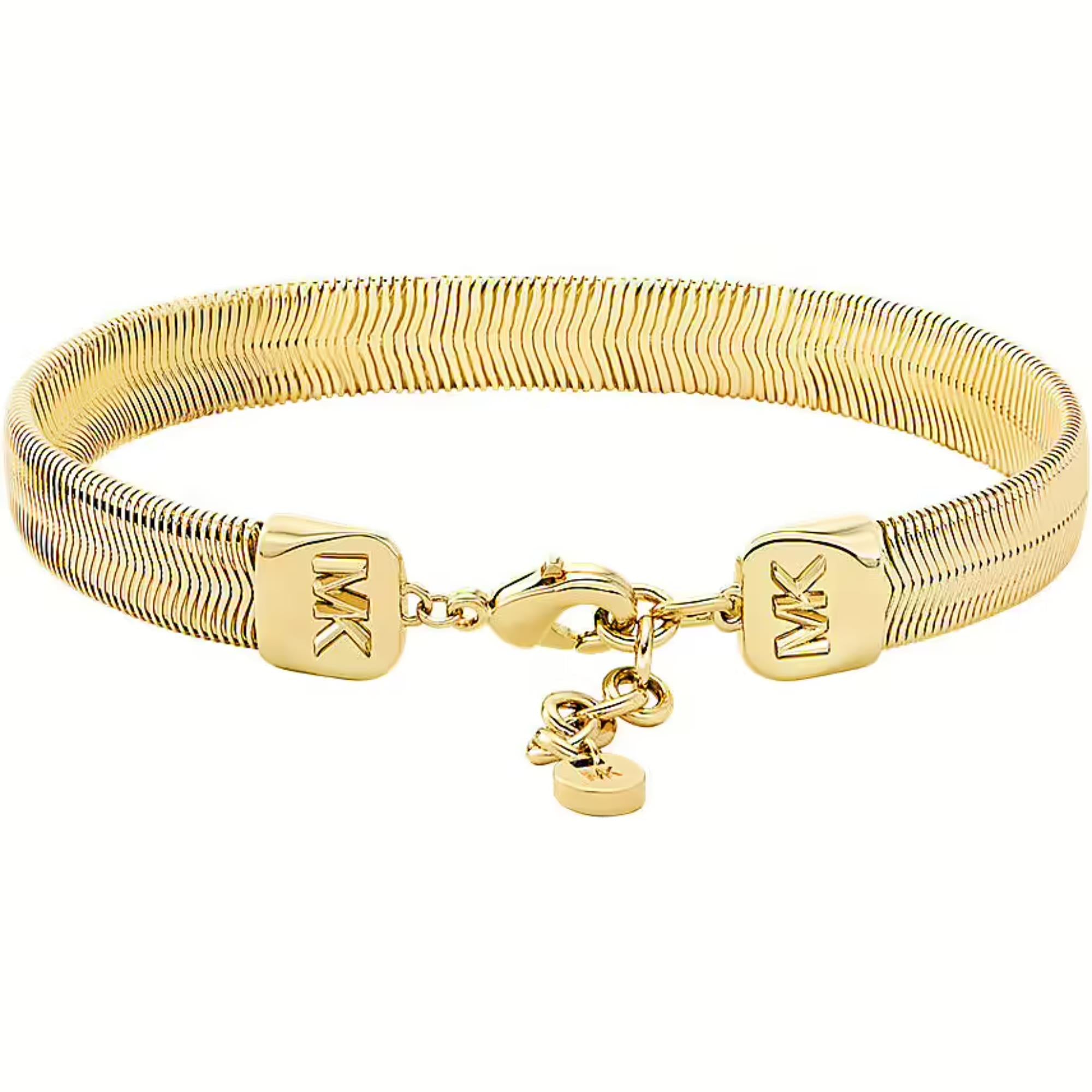 Michael Kors 14K Gold-Plated Chevron Snake Chain Ladies Bracelet MKJ8487710