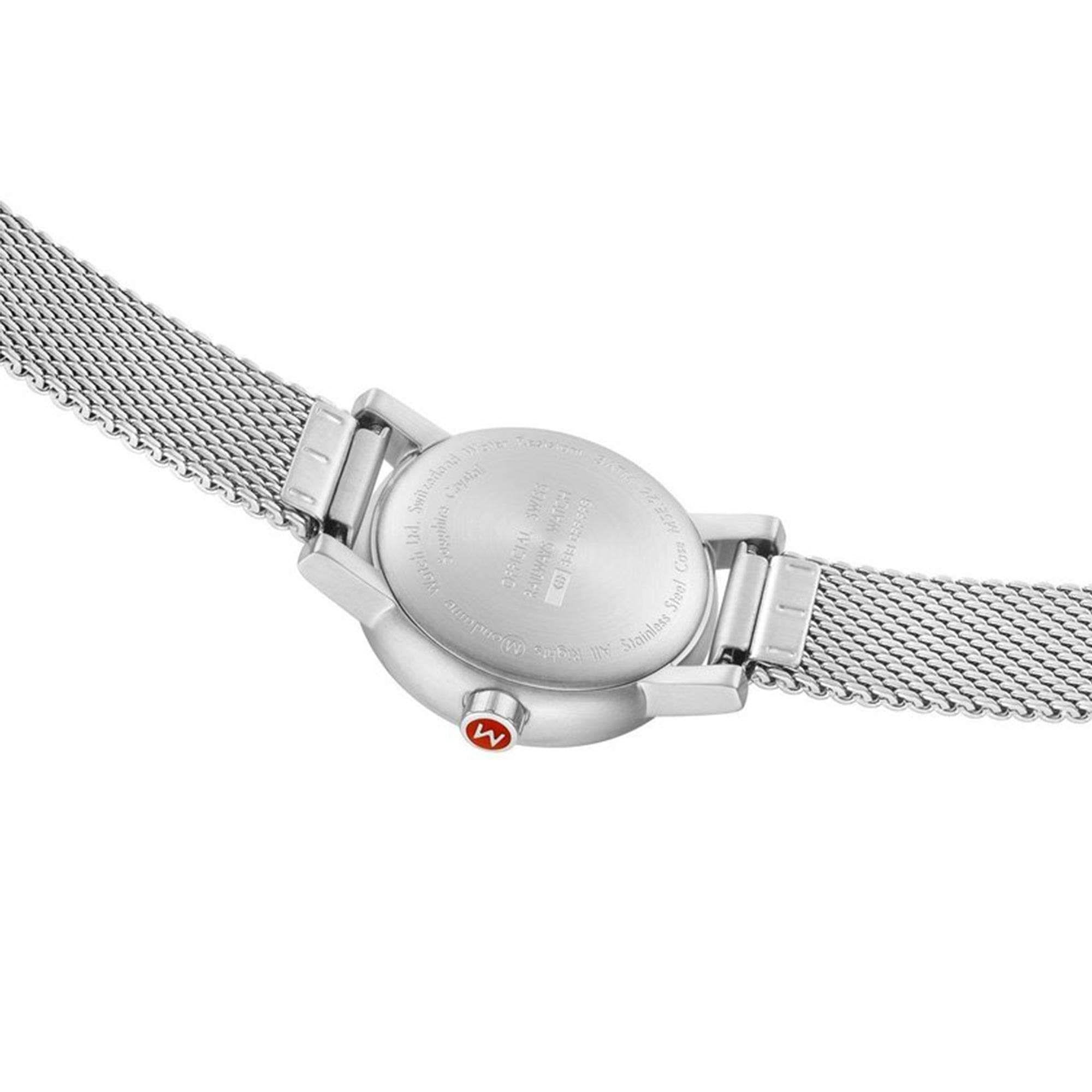 Mondaine Evo2 Petite White Dial Stainless Steel Mesh Bracelet Ladies Watch MSE.26110.SM
