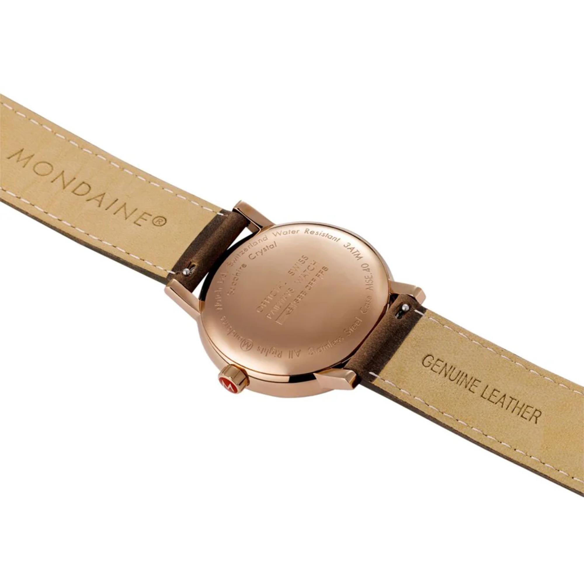 Mondaine Evo2 Rose Gold Grey Dial Leather Strap Unisex Watch MSE.40181.LG
