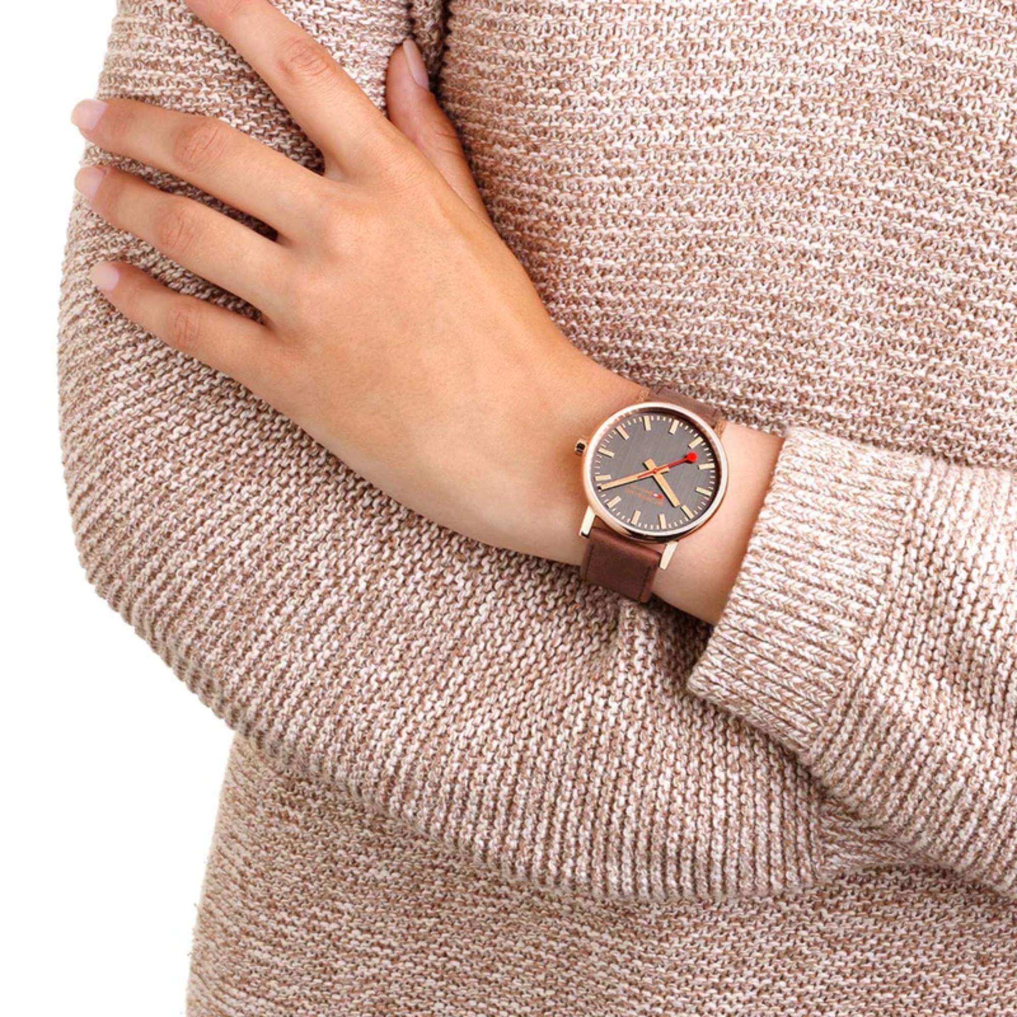 Mondaine Evo2 Rose Gold Grey Brushed Dial Unisex Watch MSE.40181.LG