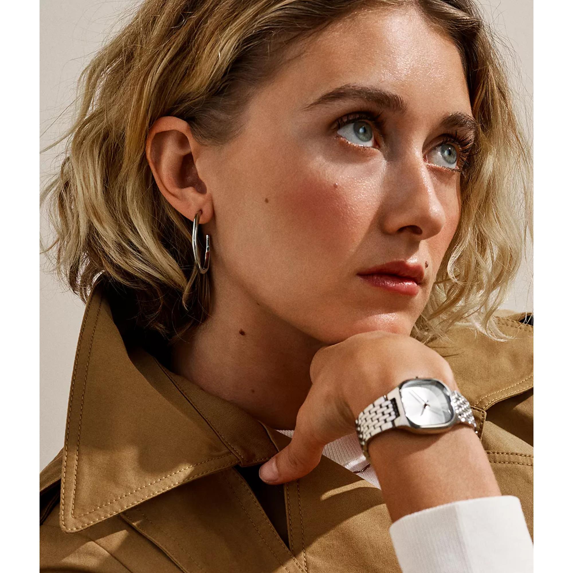 Skagen Moderne Stak Silver-Tone Stainless Steel Hoop Ladies Earrings SKJ1871040