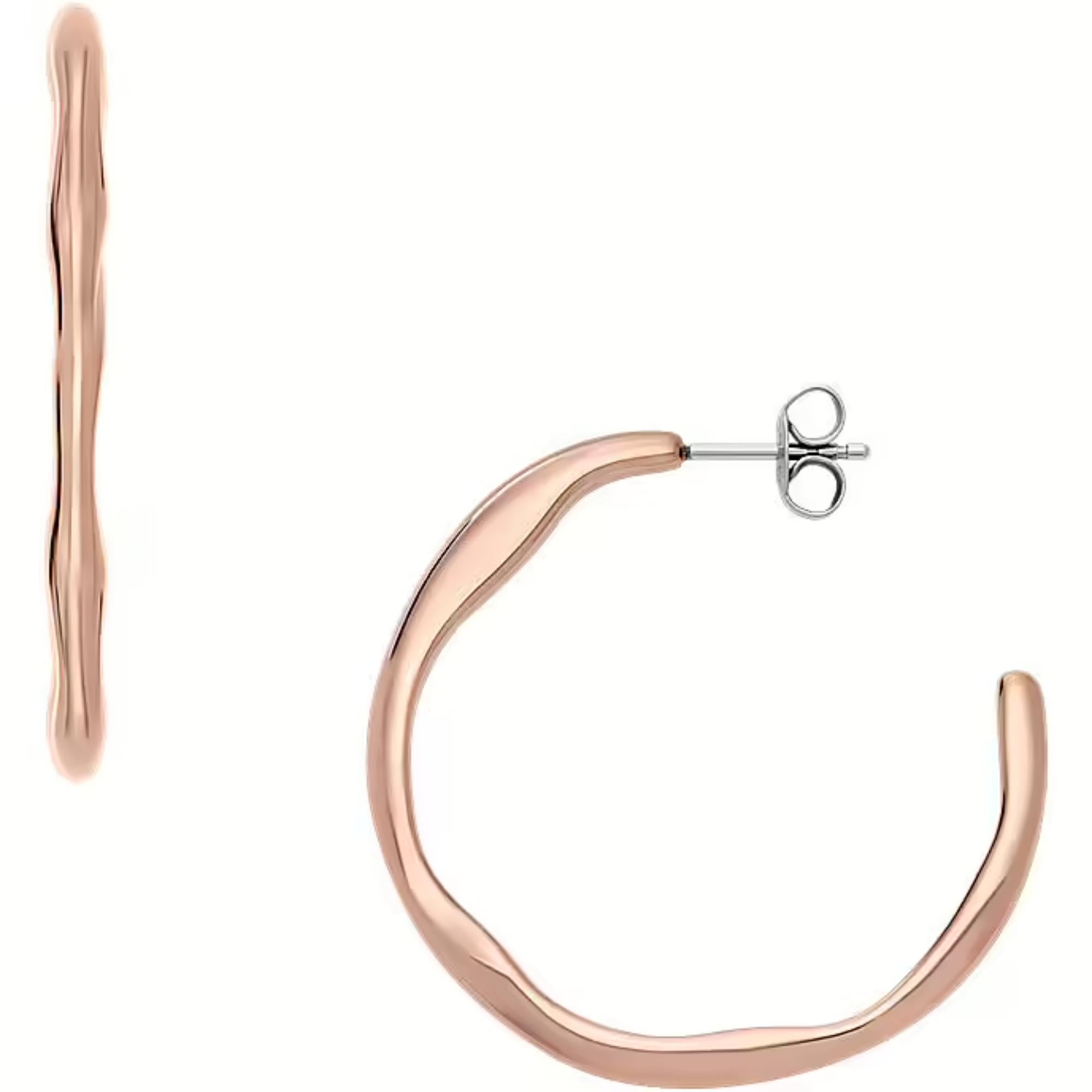 Skagen Moderne Stak Rose Gold-Tone Stainless Steel Hoop Ladies Earrings SKJ1874791