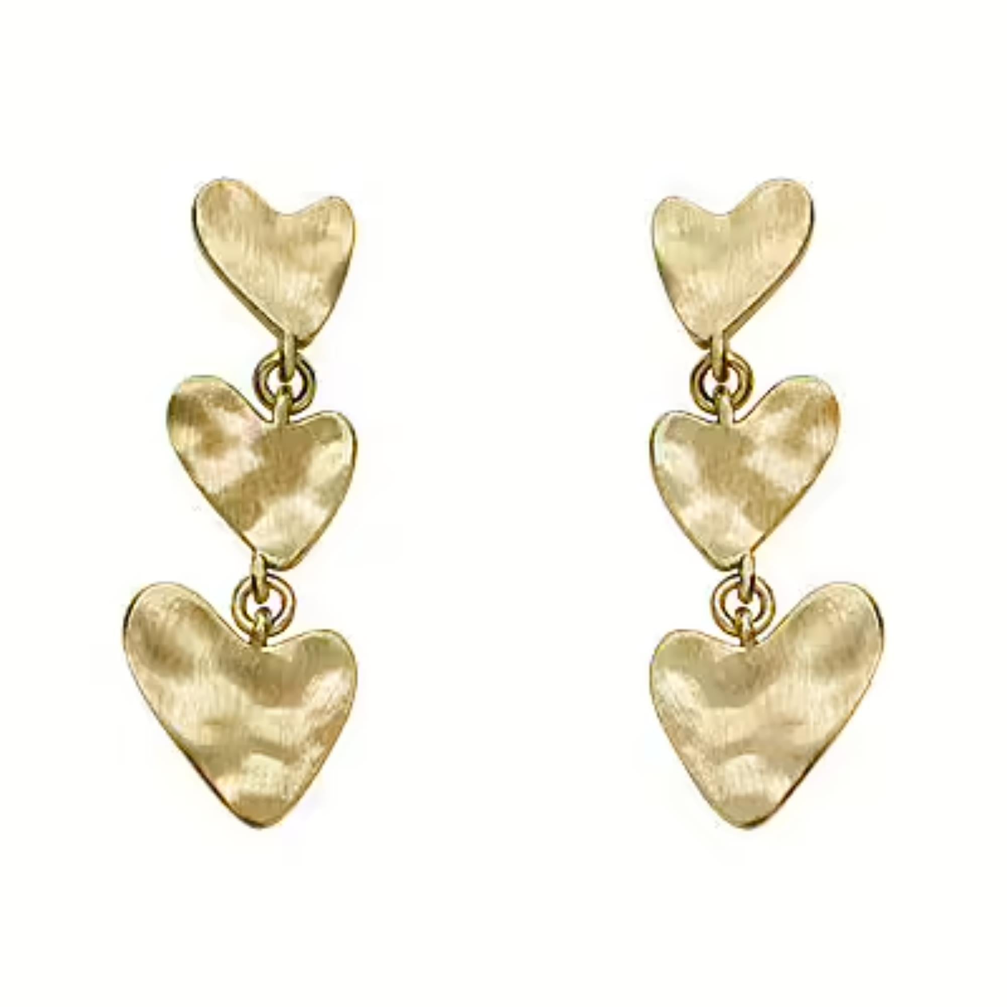 Skagen Anja Hearts Gold-Tone Brass Drop Ladies Earrings SKJ5011710